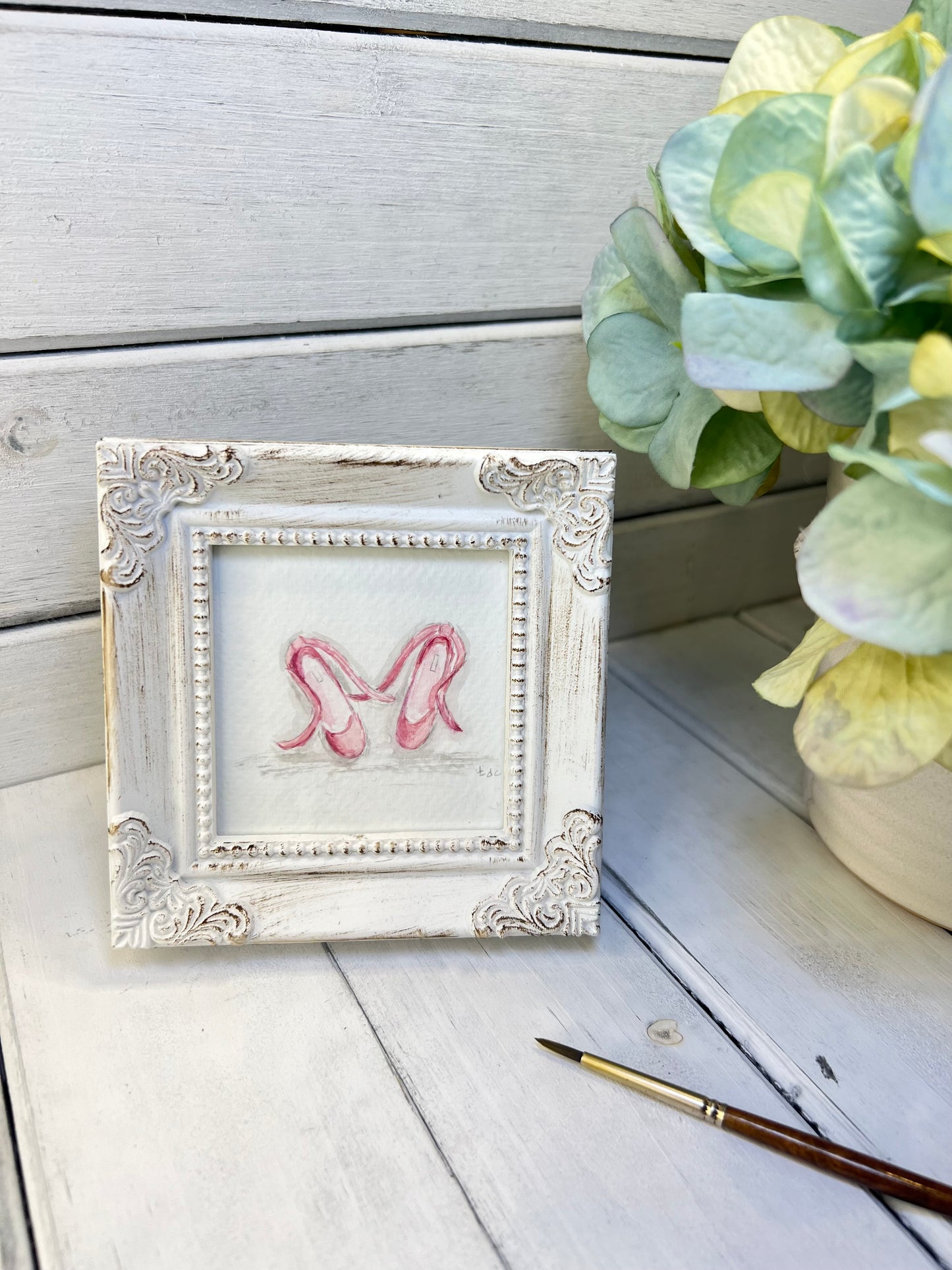 "Ballet Shoes" - Hand Painted Watercolor Framed Art