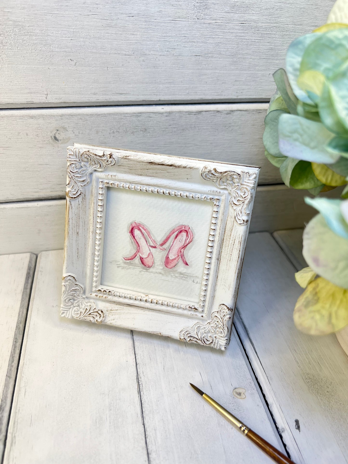 "Ballet Shoes" - Hand Painted Watercolor Framed Art