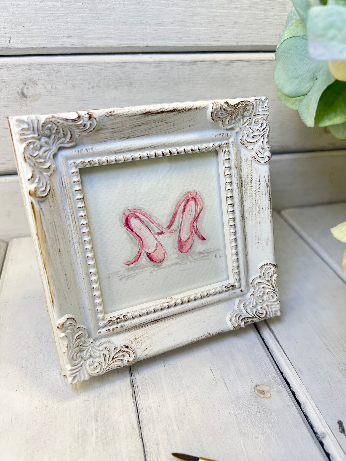 "Ballet Shoes" - Hand Painted Watercolor Framed Art