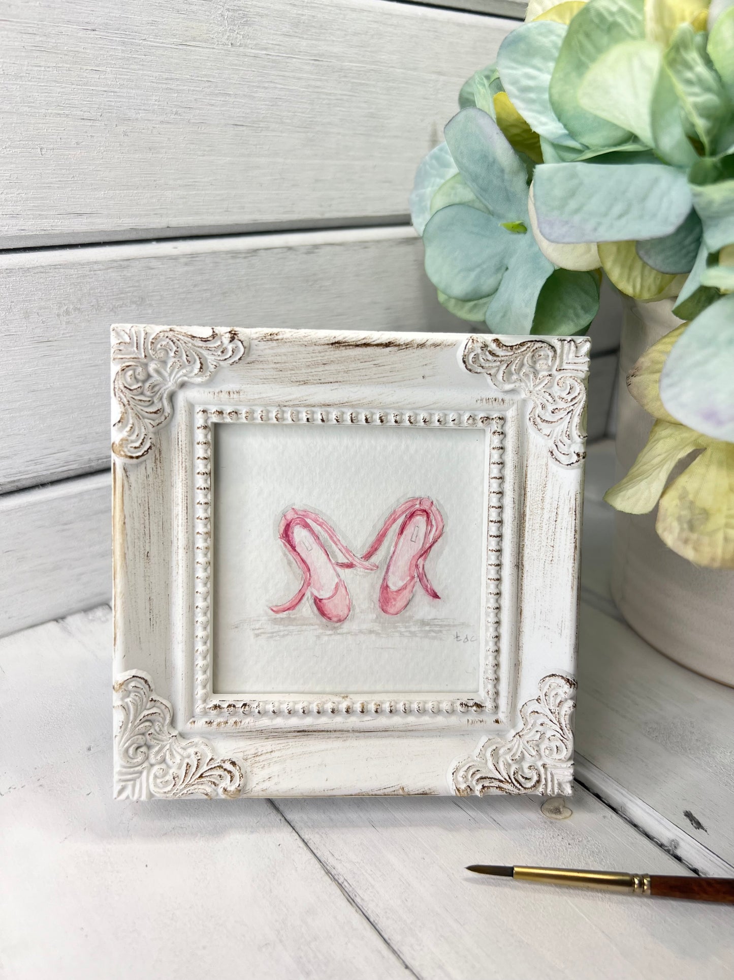 "Ballet Shoes" - Hand Painted Watercolor Framed Art