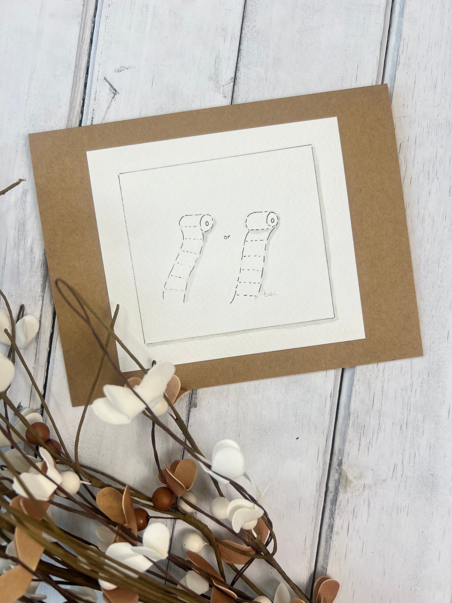 "Toilet Paper" - Original Watercolor Kraft Greeting Card