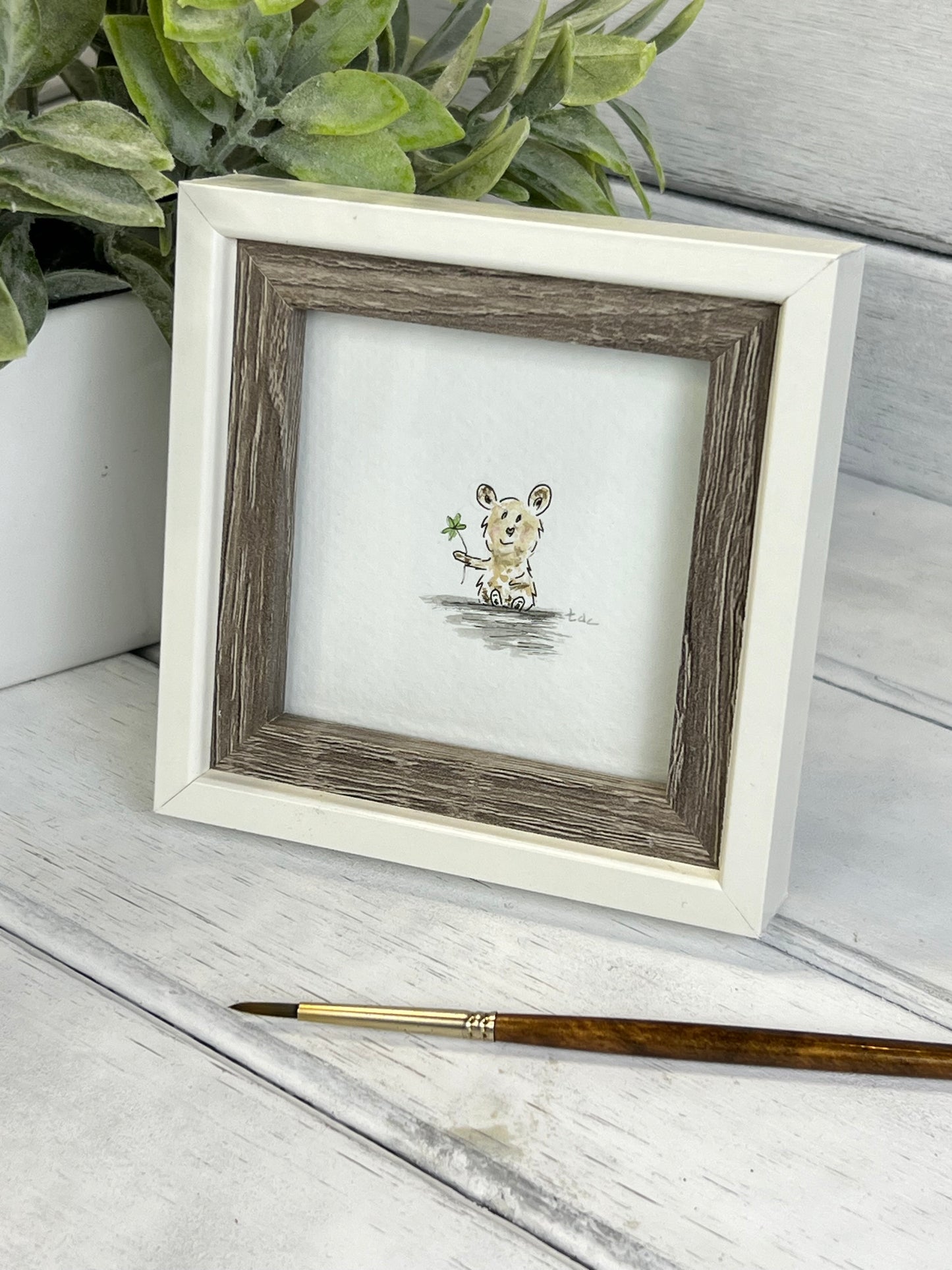 "Sweet Little Bear" - Original Watercolor Framed Art