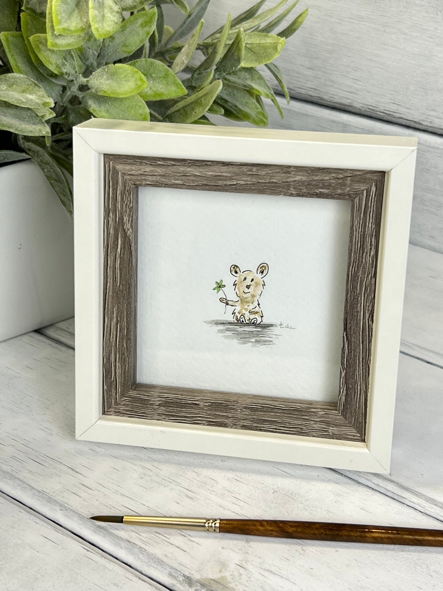 "Sweet Little Bear" - Original Watercolor Framed Art