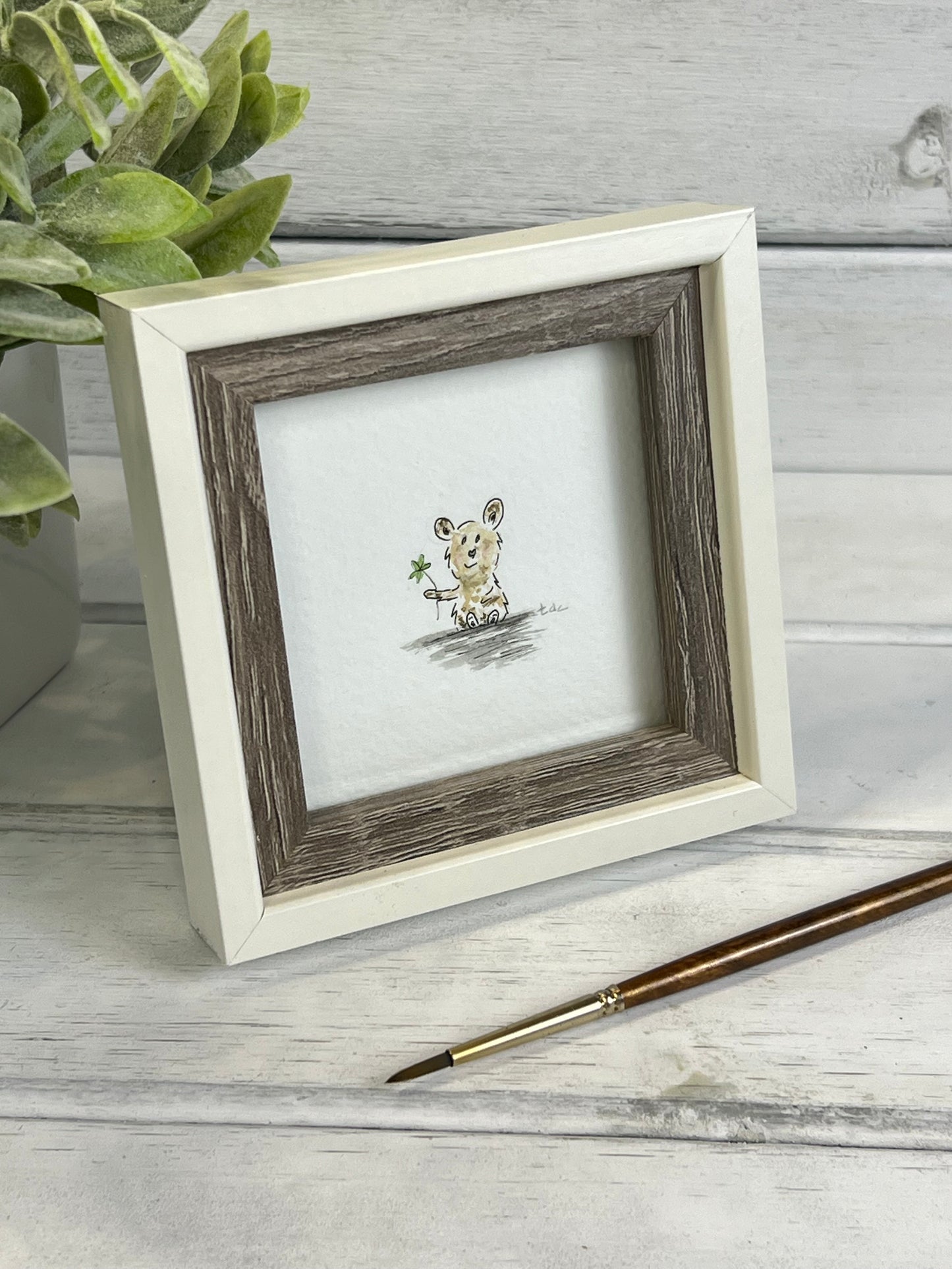 "Sweet Little Bear" - Original Watercolor Framed Art