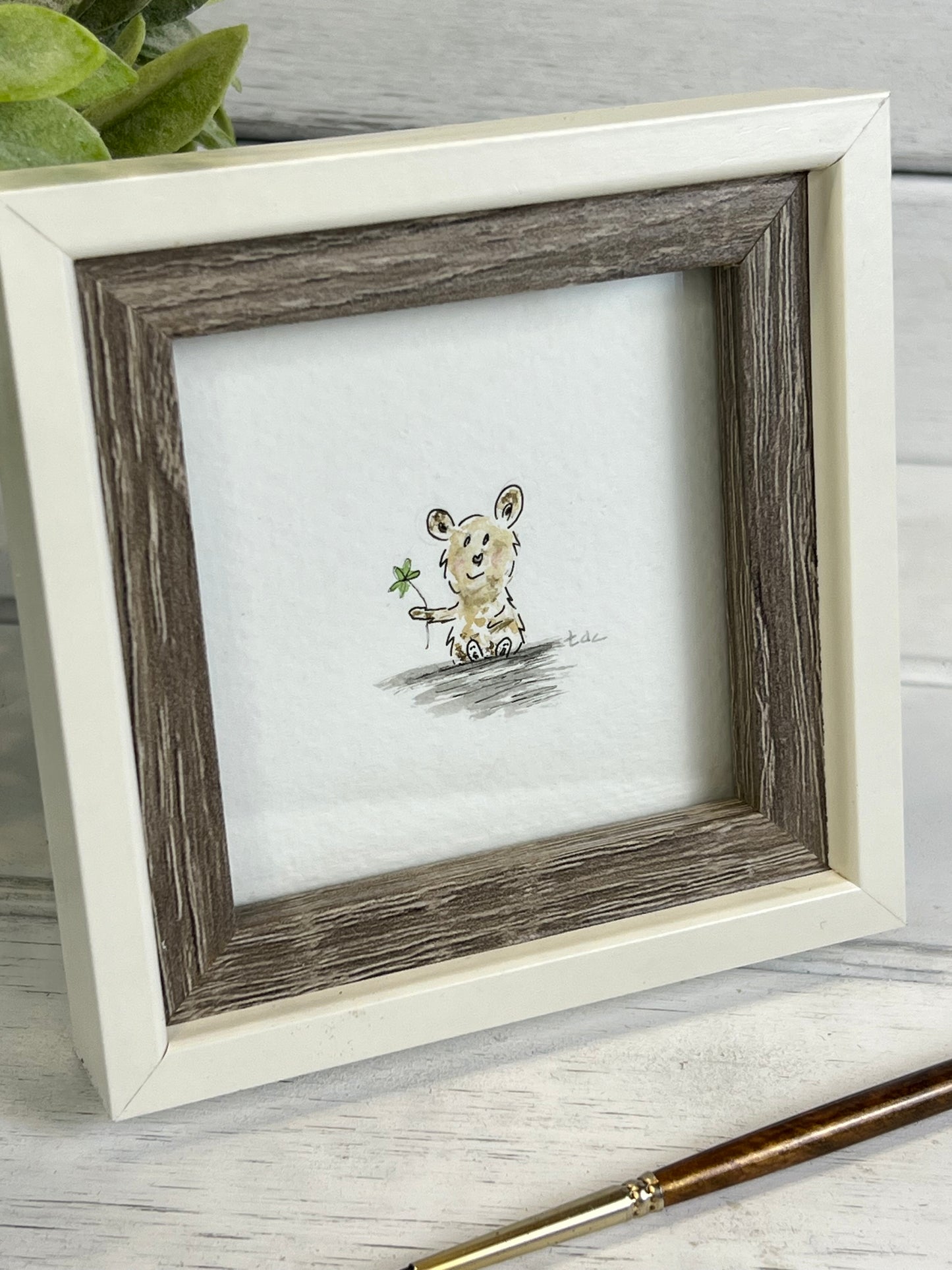 "Sweet Little Bear" - Original Watercolor Framed Art