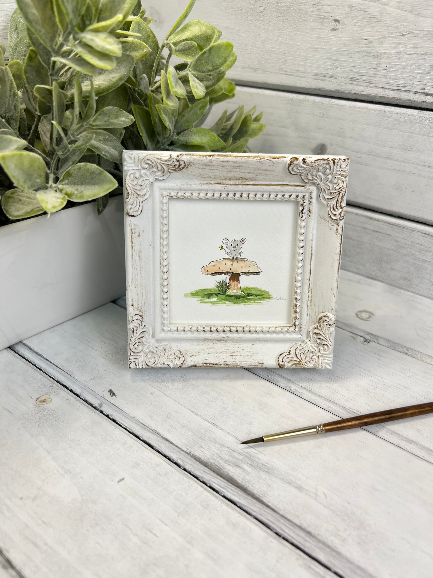 "Mouse" - Hand Painted Watercolor Framed Art