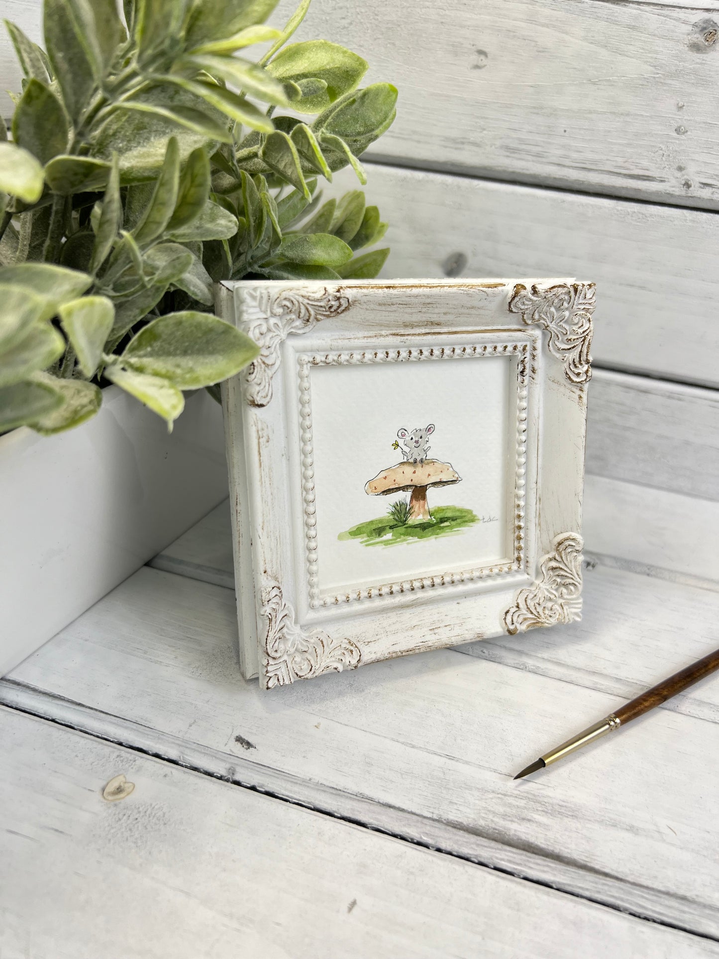 "Mouse" - Hand Painted Watercolor Framed Art