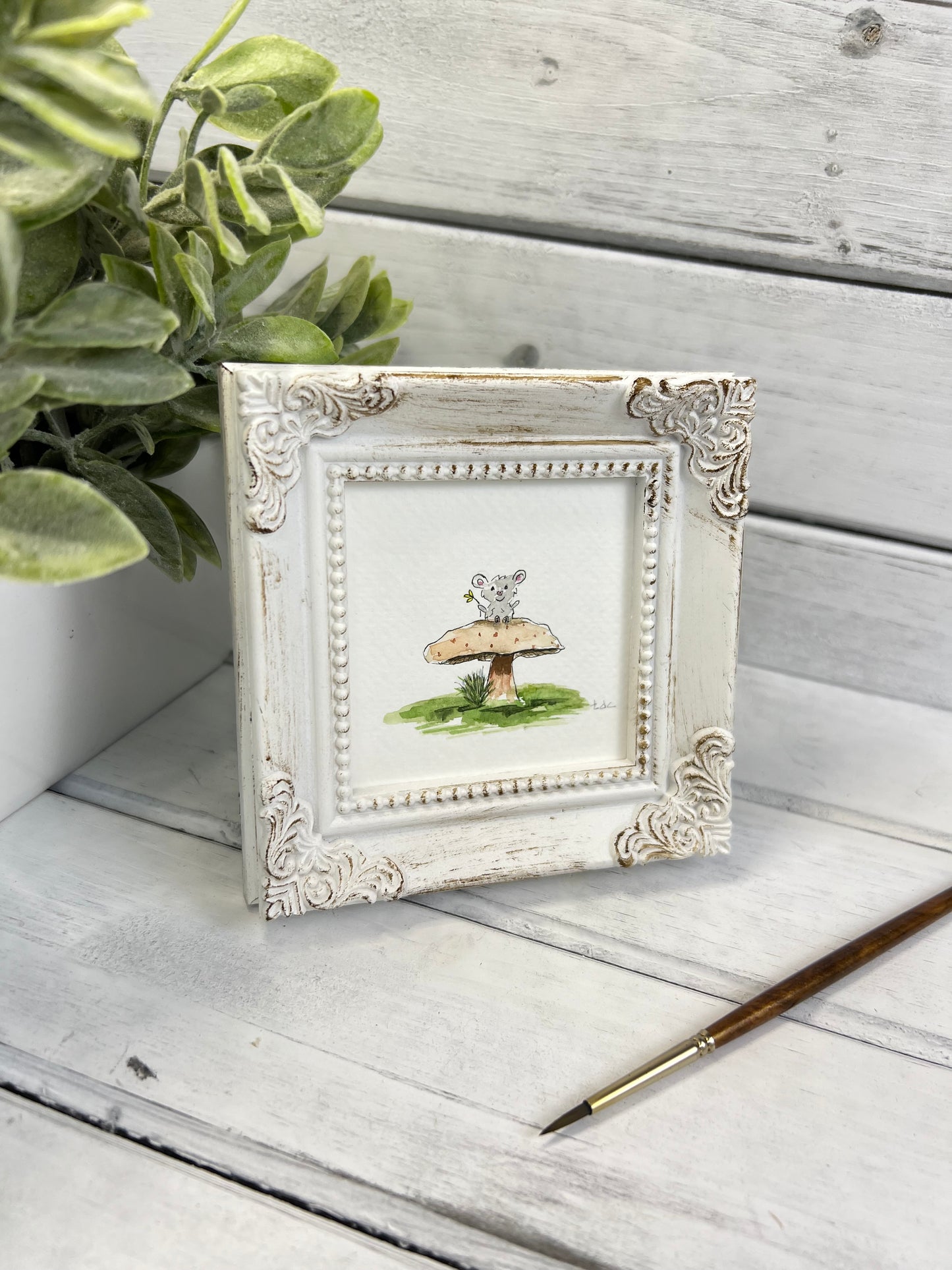 "Mouse" - Hand Painted Watercolor Framed Art