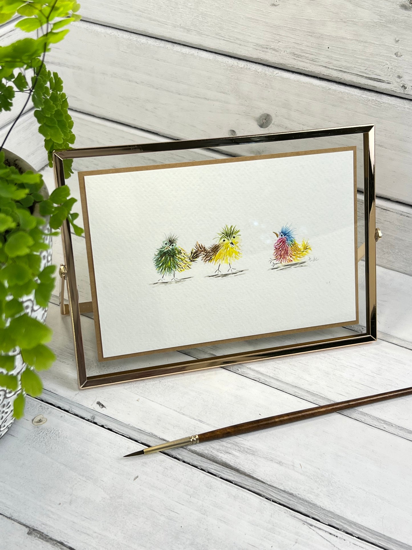"Crazy Wild Birds" - Original Watercolor Framed Art