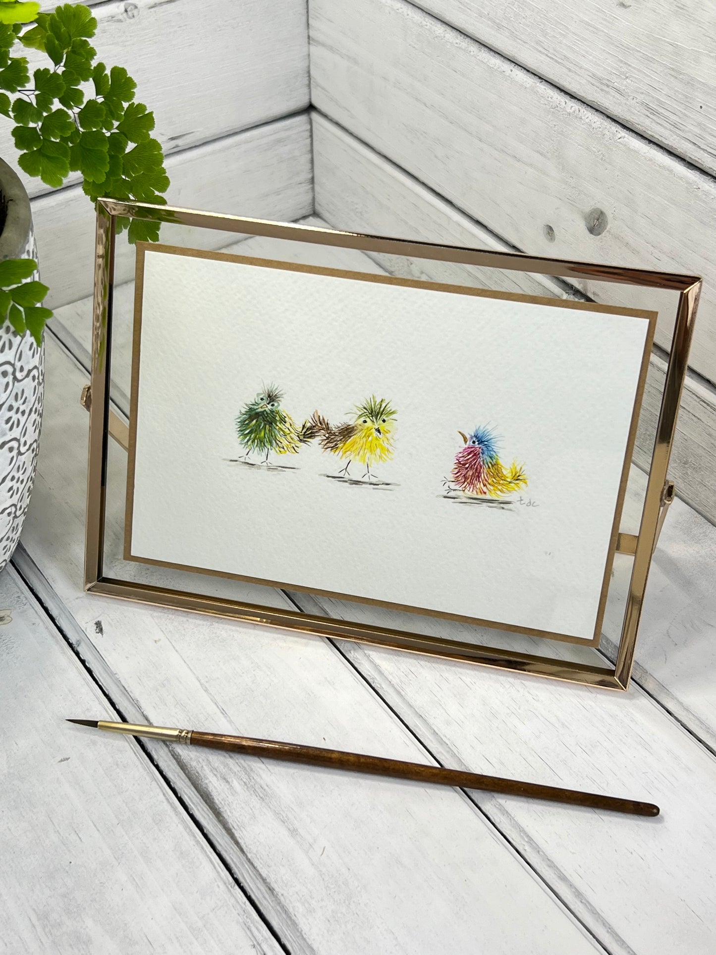"Crazy Wild Birds" - Original Watercolor Framed Art