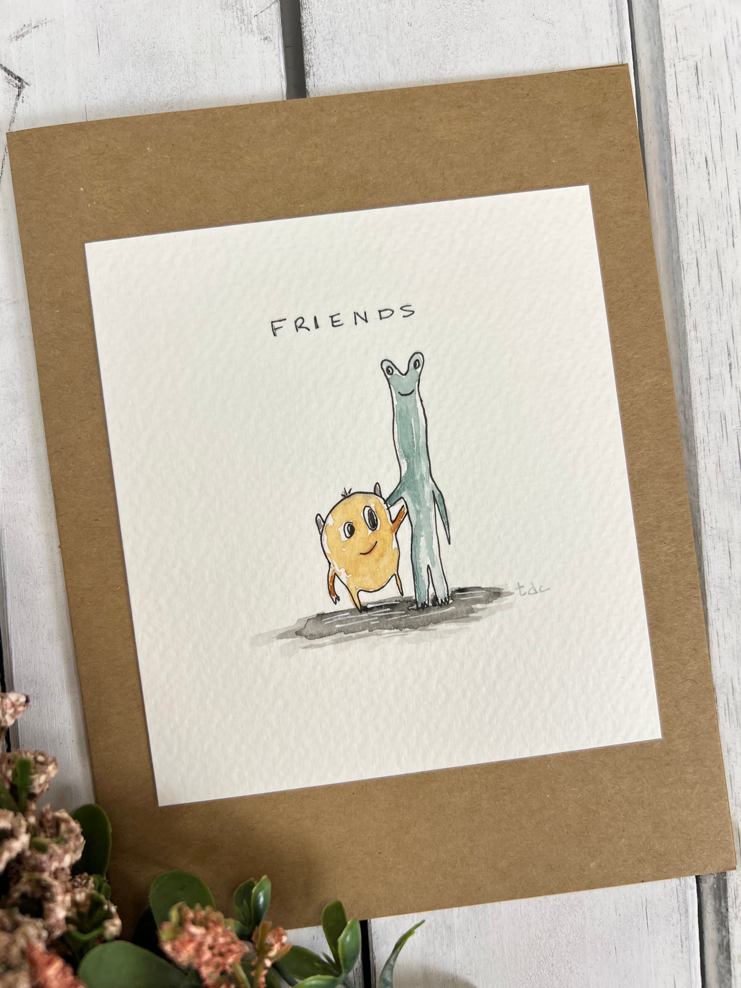 "Friends Forever" - Original Watercolor Kraft Greeting Card
