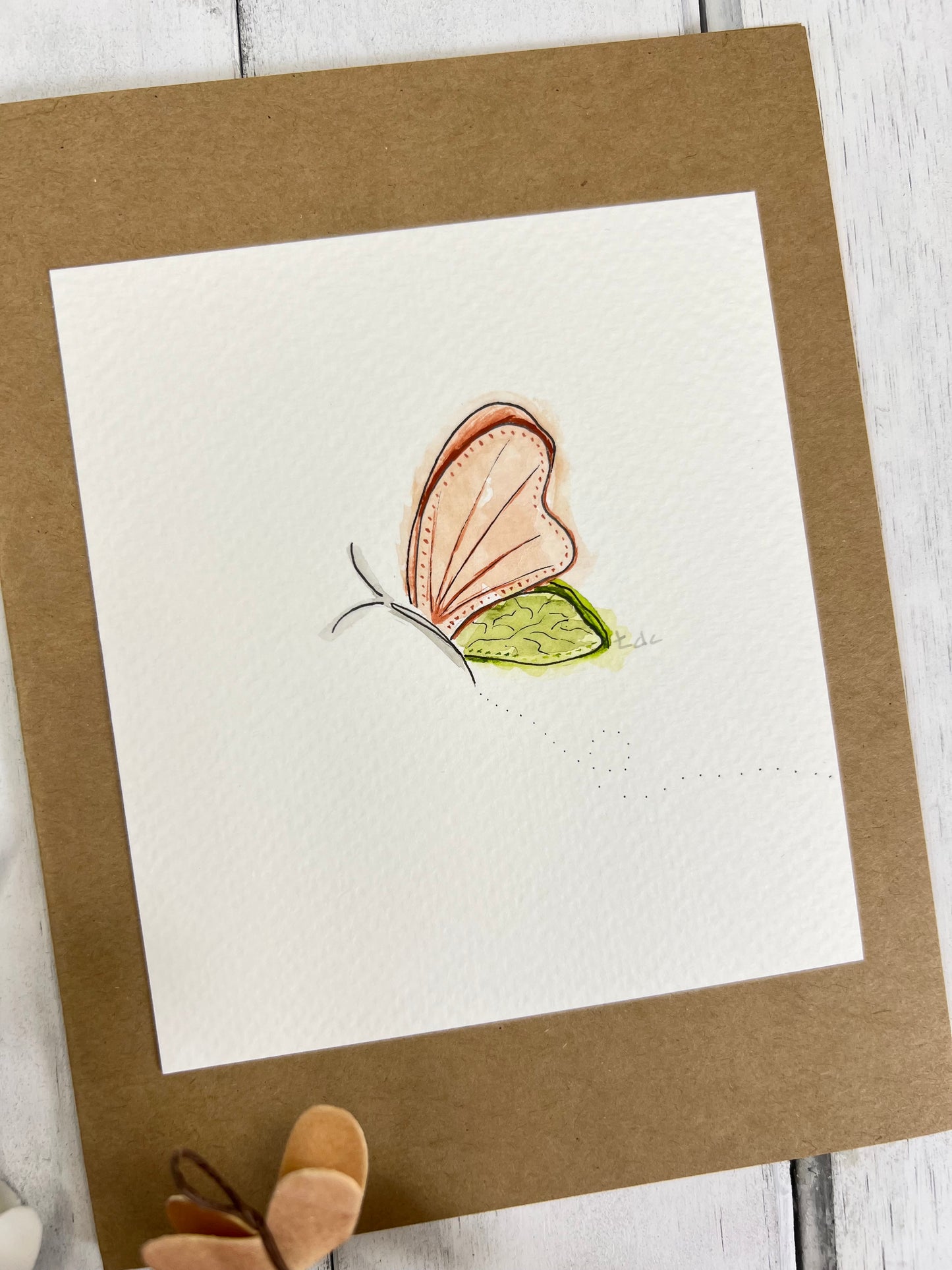 "Butterfly" - Original Watercolor Kraft Greeting Card