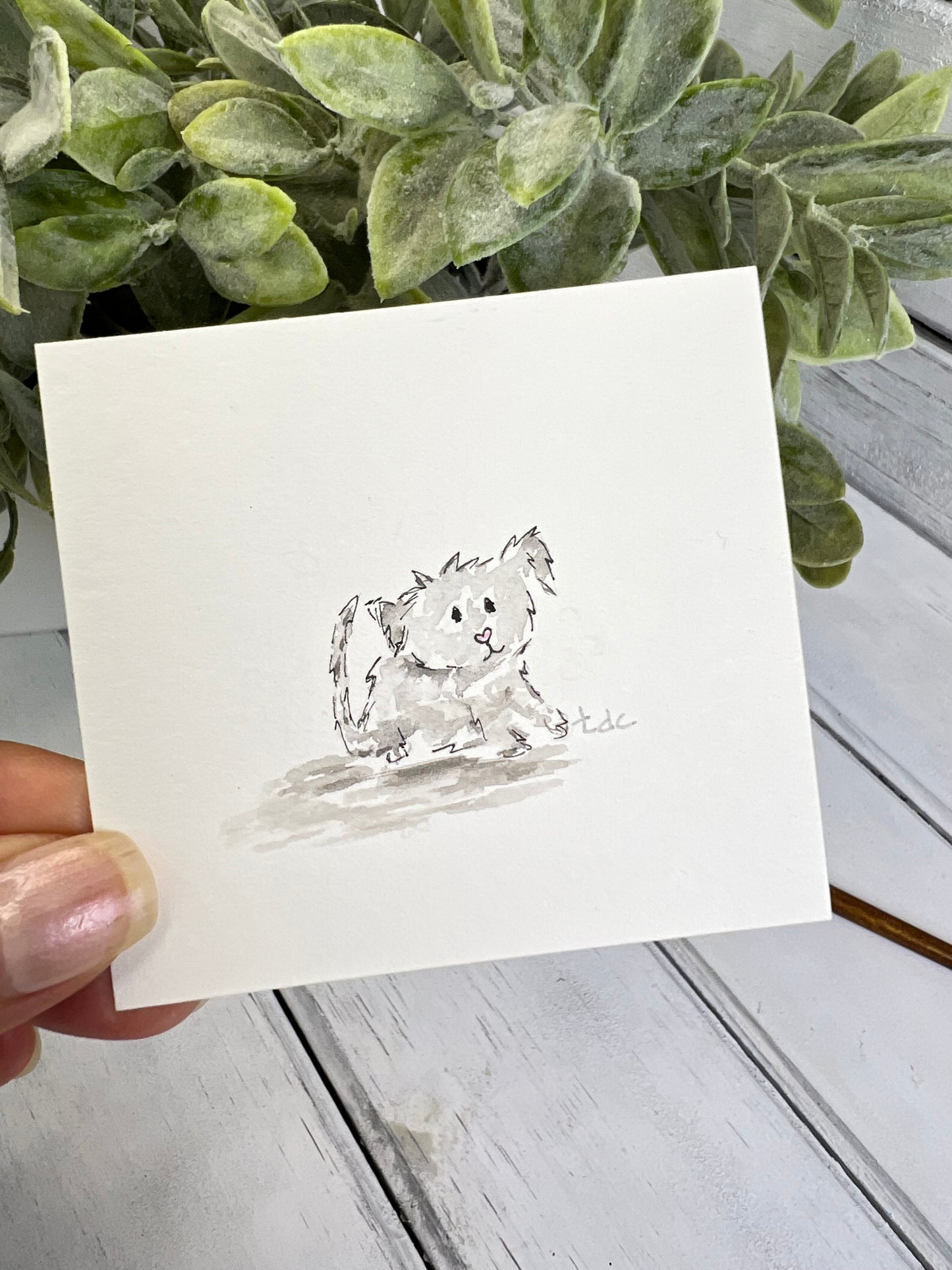 "Grey Puppy" - Original Watercolor Framed Art