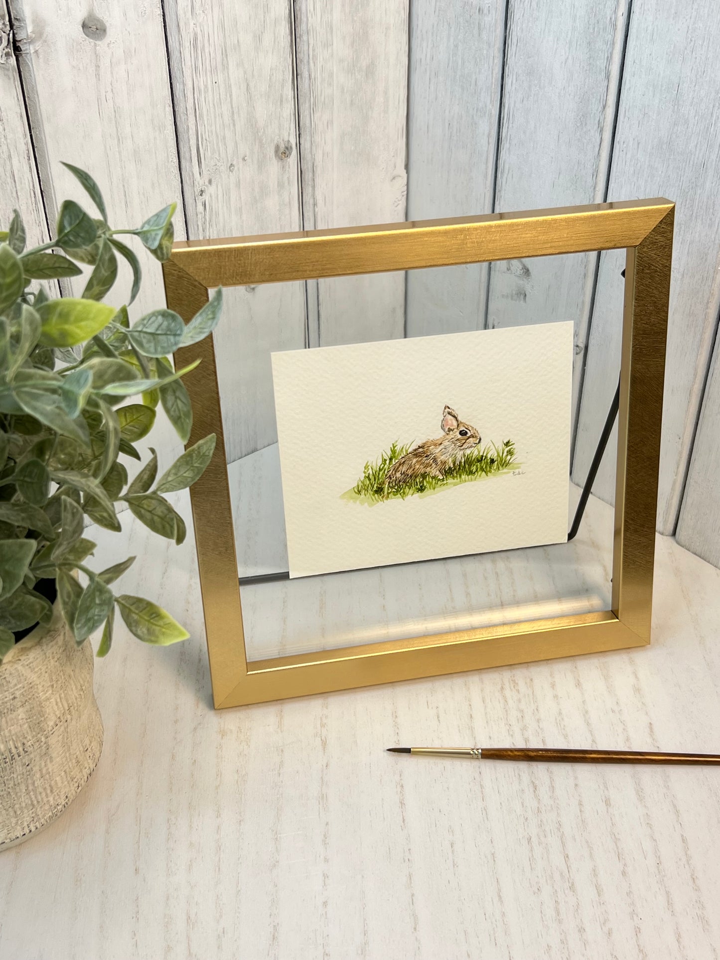 "Rabbit" - Original Watercolor Framed Art