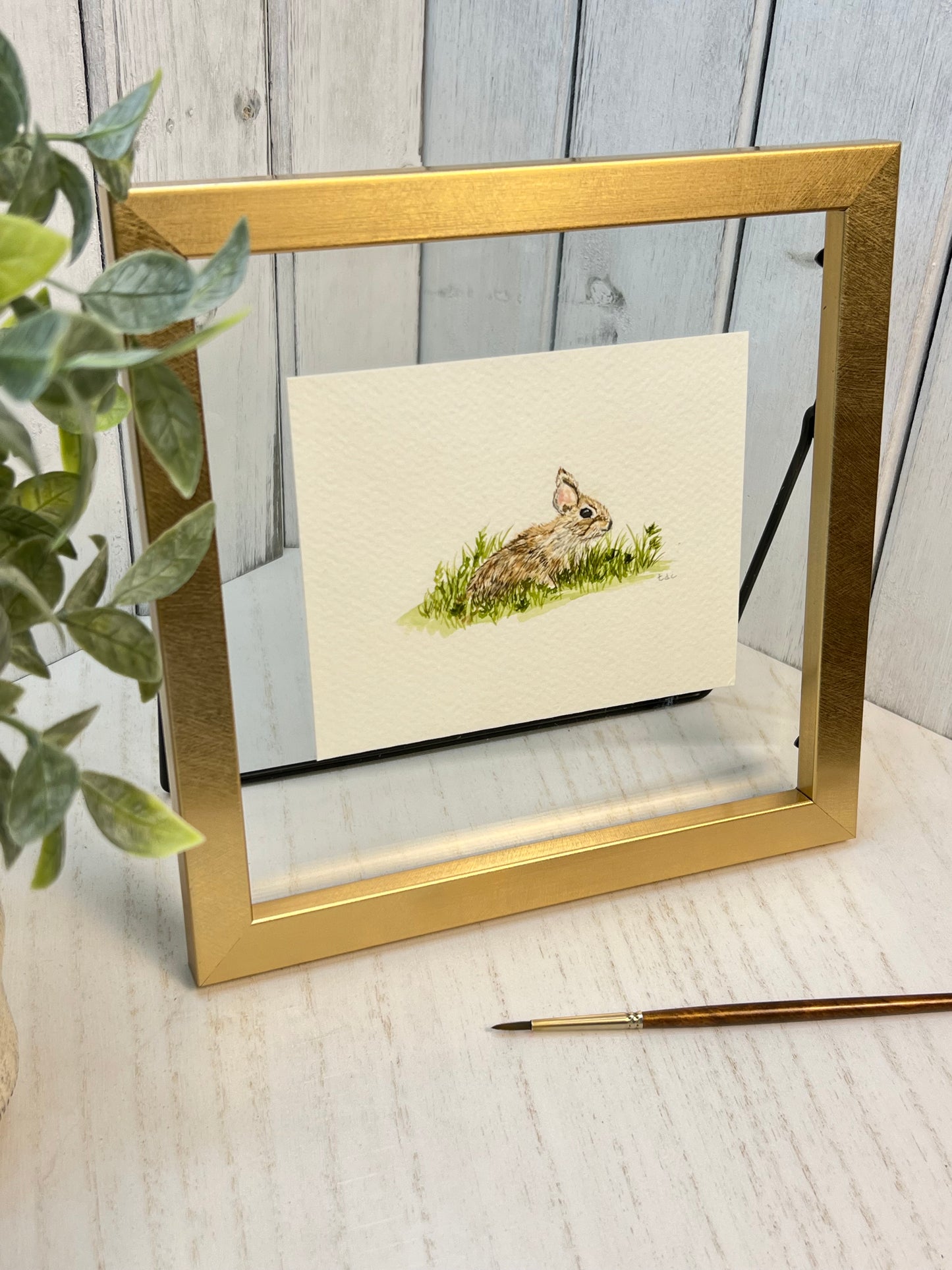 "Rabbit" - Original Watercolor Framed Art