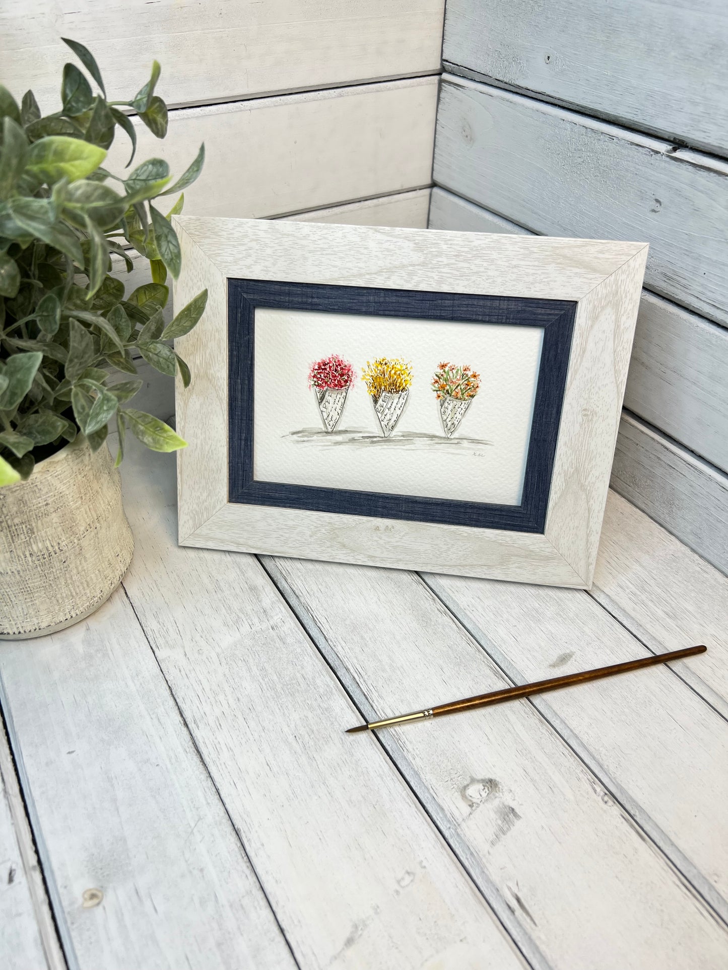 "Flower Bouquets" - Original Watercolor Framed Art