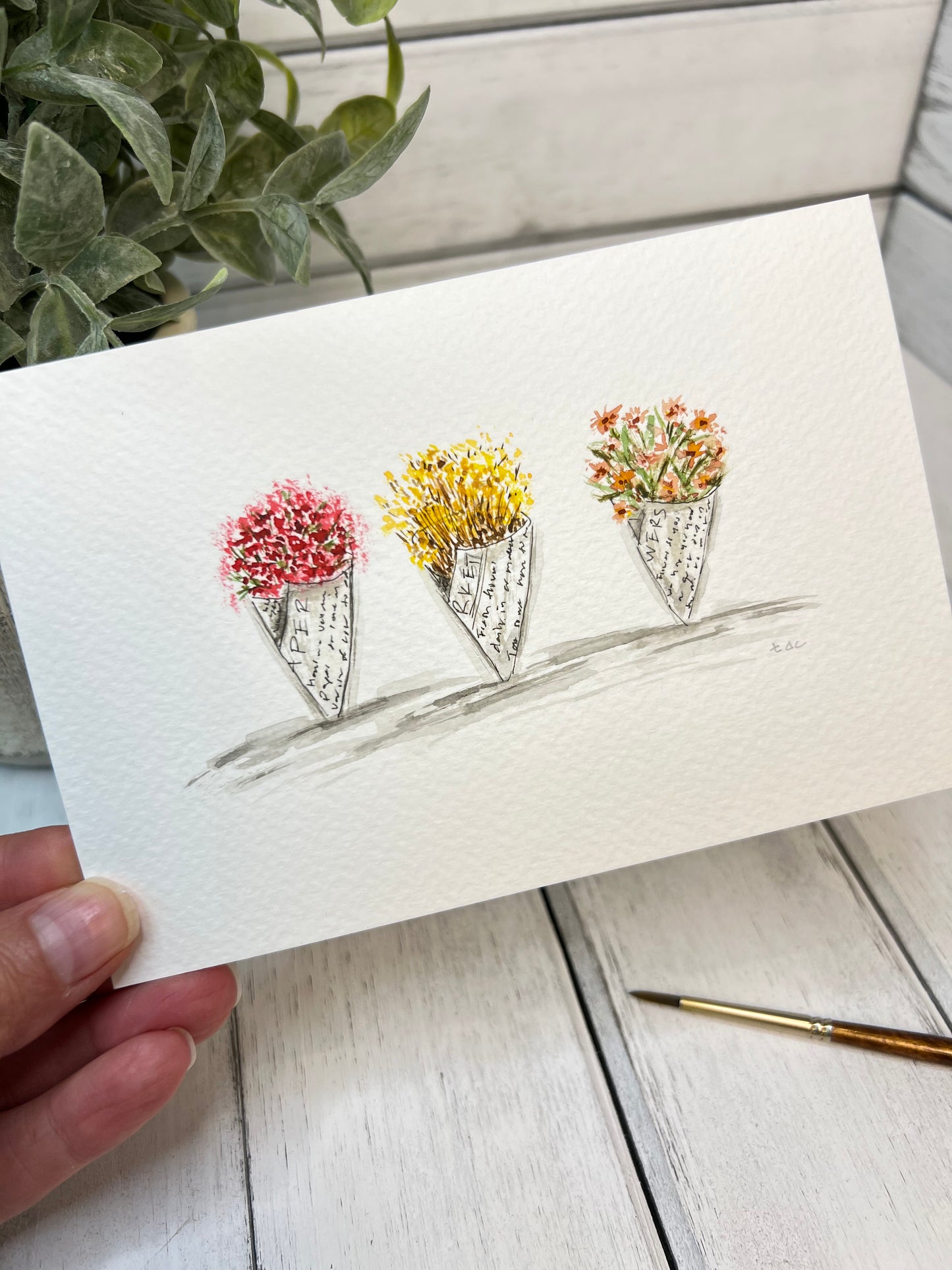 "Flower Bouquets" - Original Watercolor Framed Art