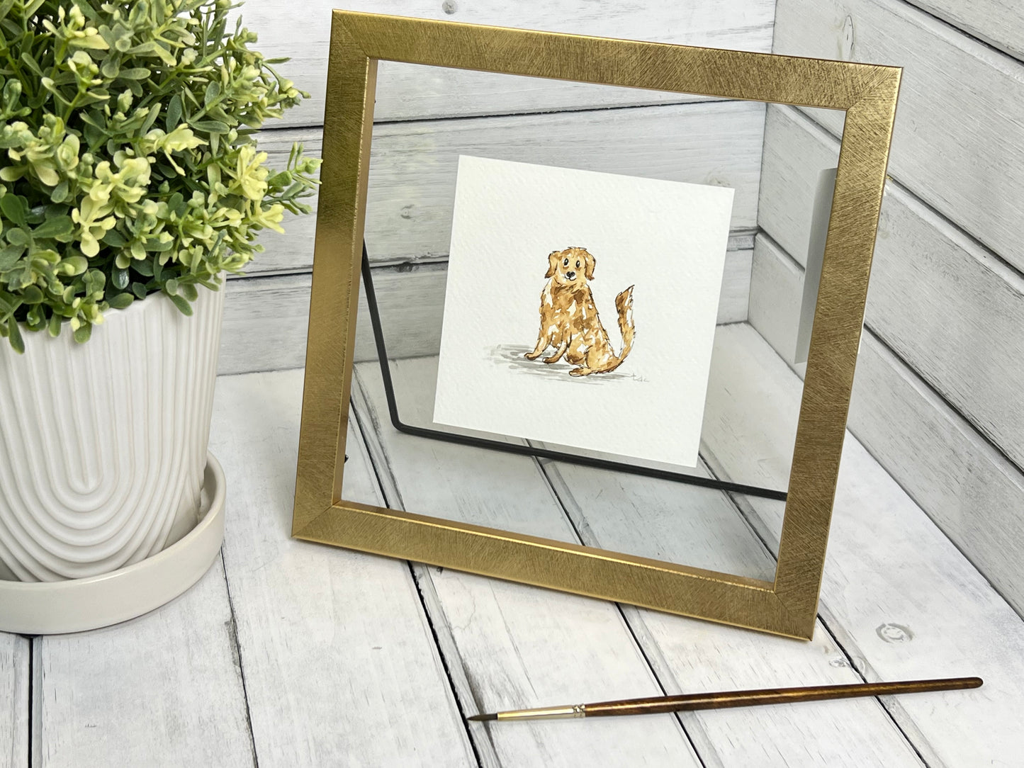 "Golden Retriever" - Original Watercolor Framed Art