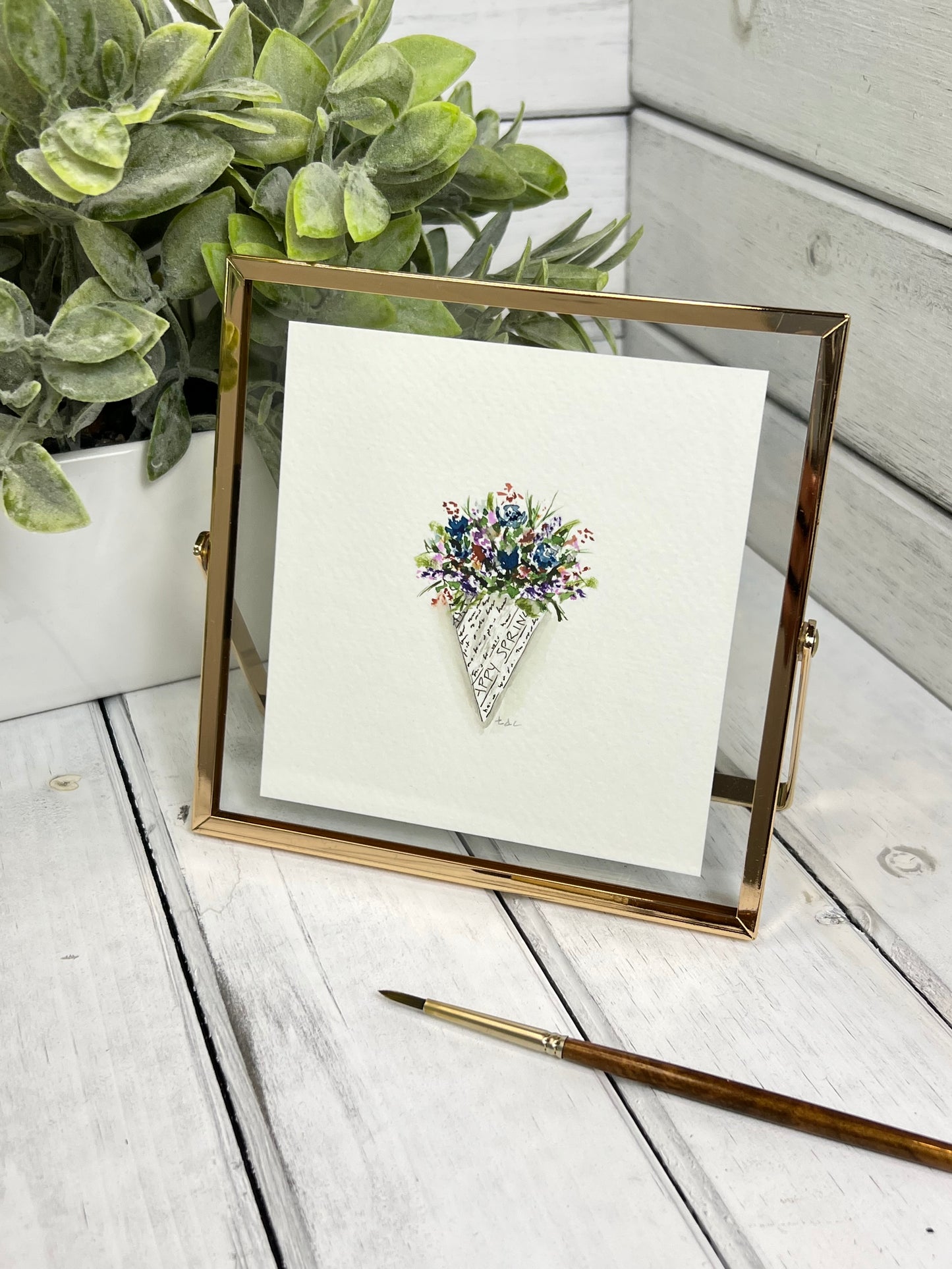 "Flower Bouquet" - Original Watercolor Framed Art