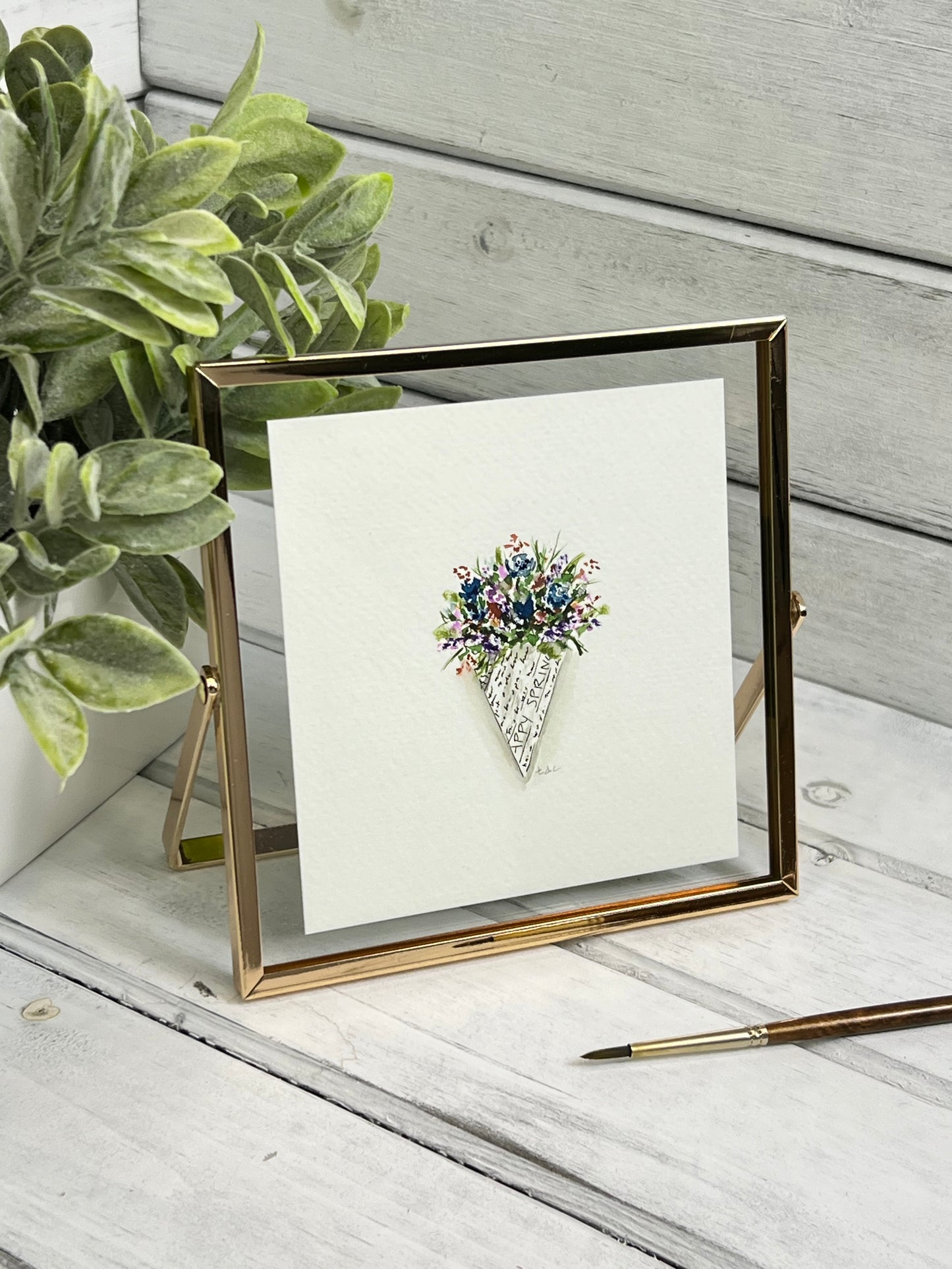 "Flower Bouquet" - Original Watercolor Framed Art
