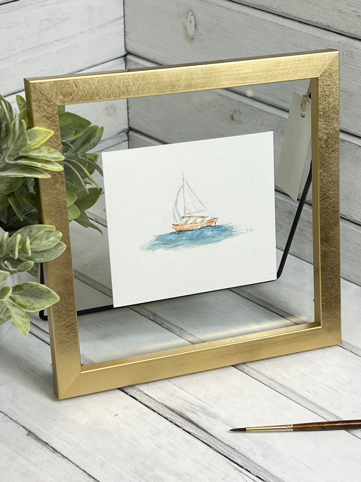 "Sail Boat" - Original Watercolor Framed Art