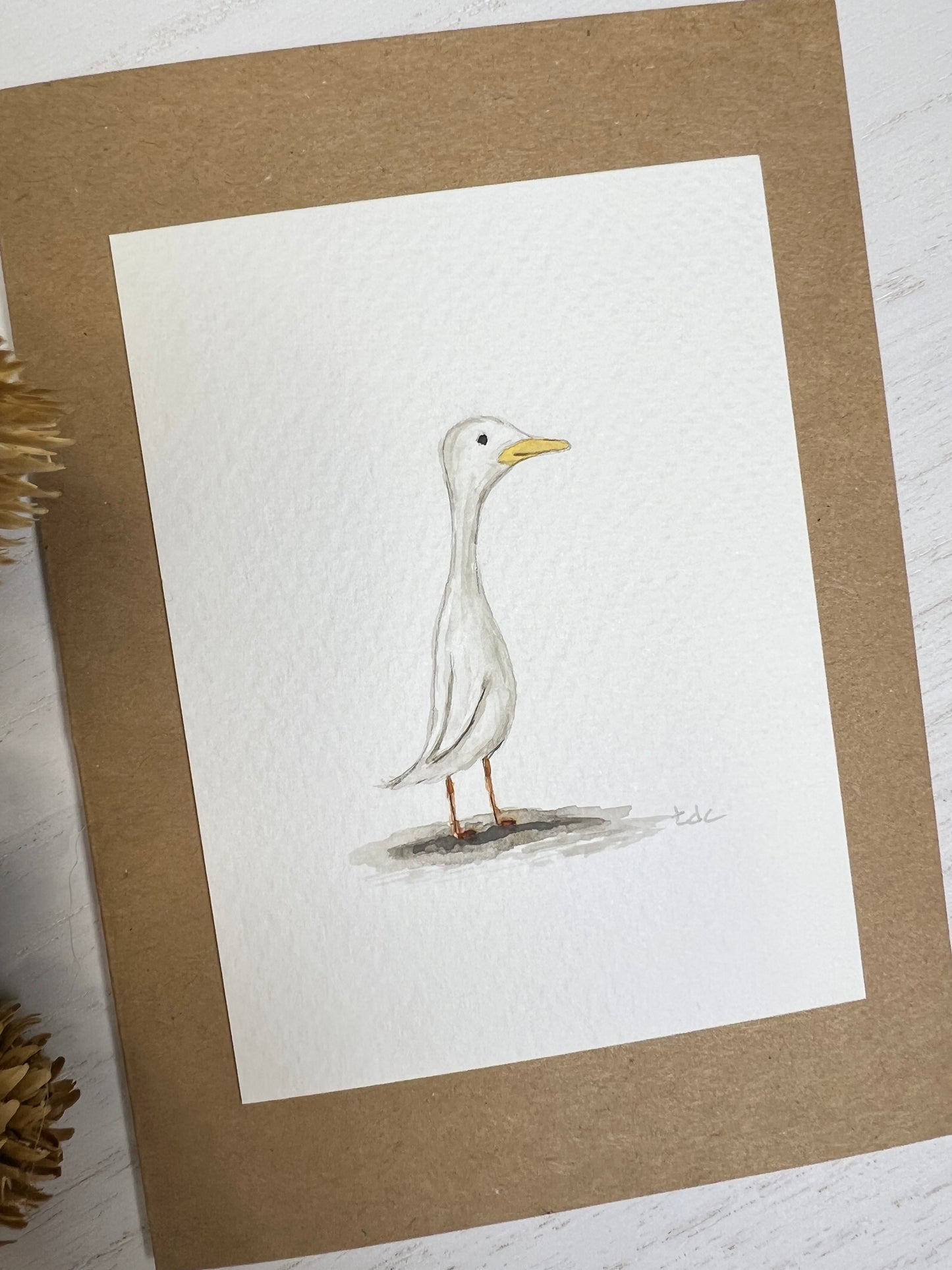 "Duck" - Original Watercolor Small Kraft Greeting Card