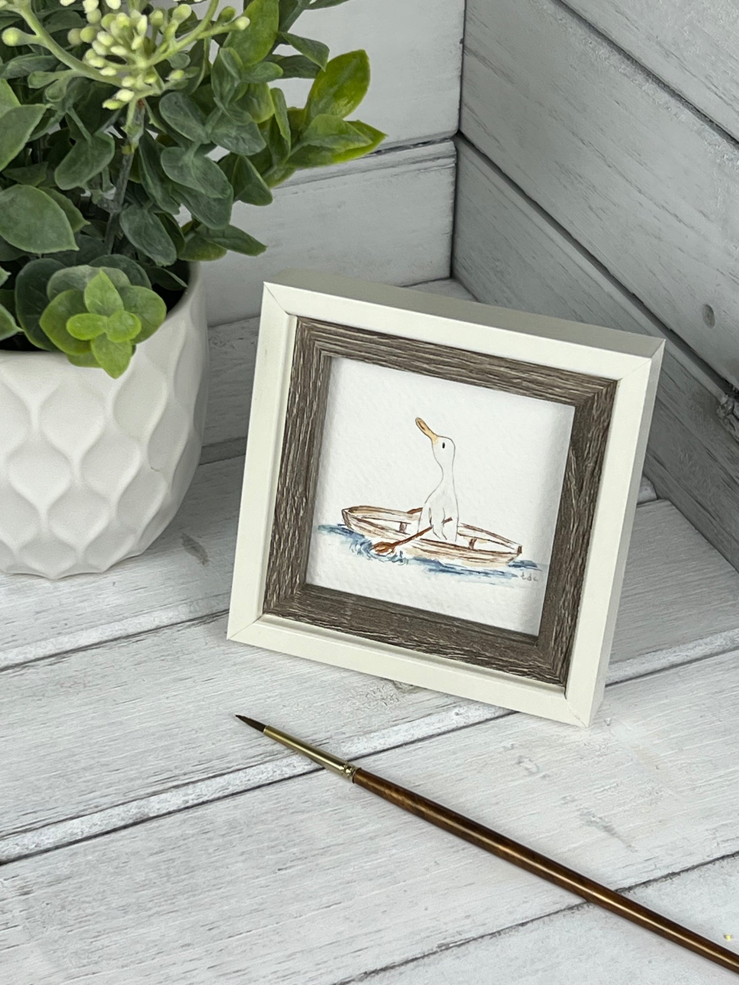 "Duck Paddling" - Hand Painted Watercolor Framed Art
