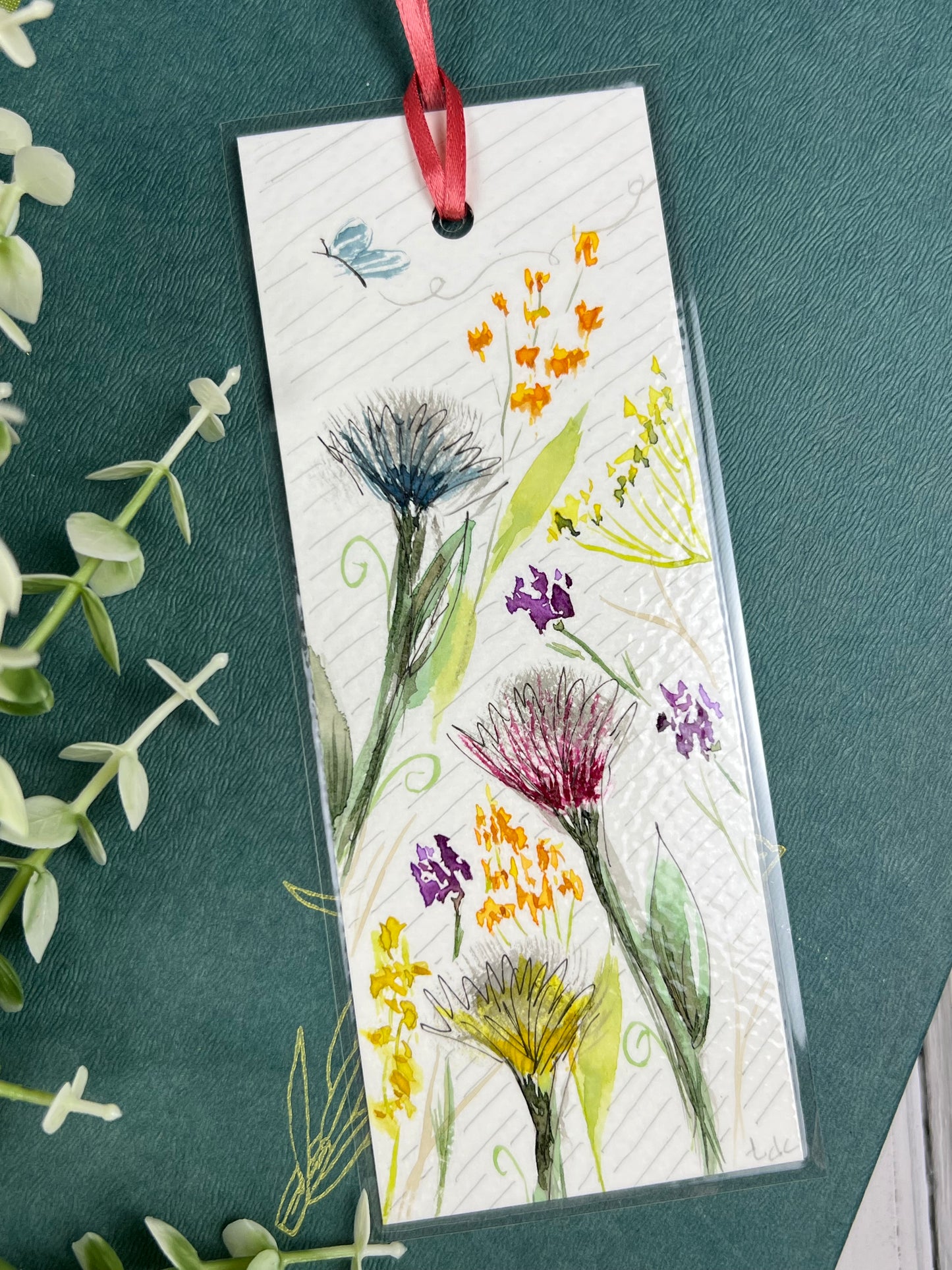 Bookmark "Garden Flutter" - Hand Painted Watercolor