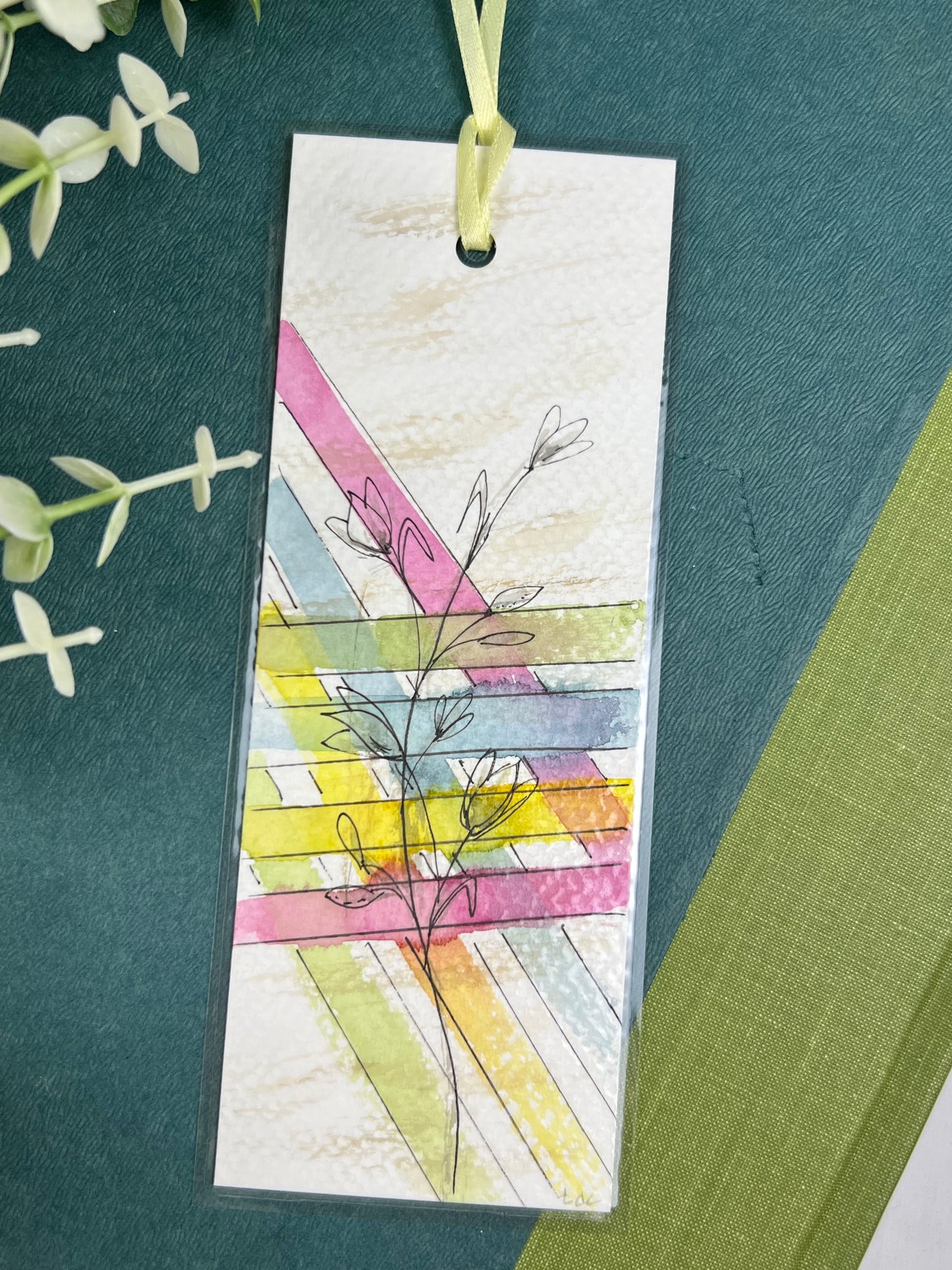 Bookmark "Lines Crossed" - Hand Painted Watercolor