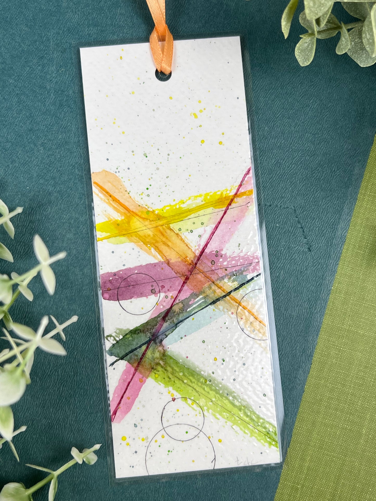 Bookmark "Lines of Color" - Hand Painted Watercolor