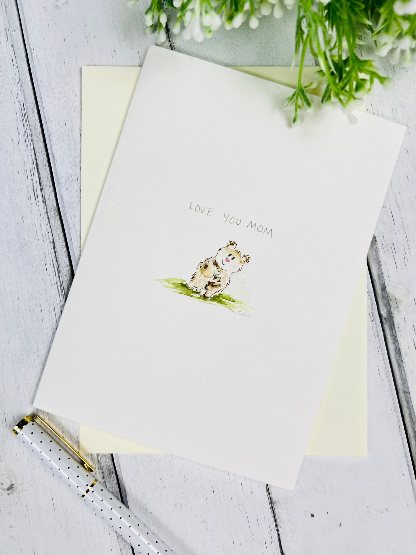 "Love You Mom" - Watercolor Greeting Card