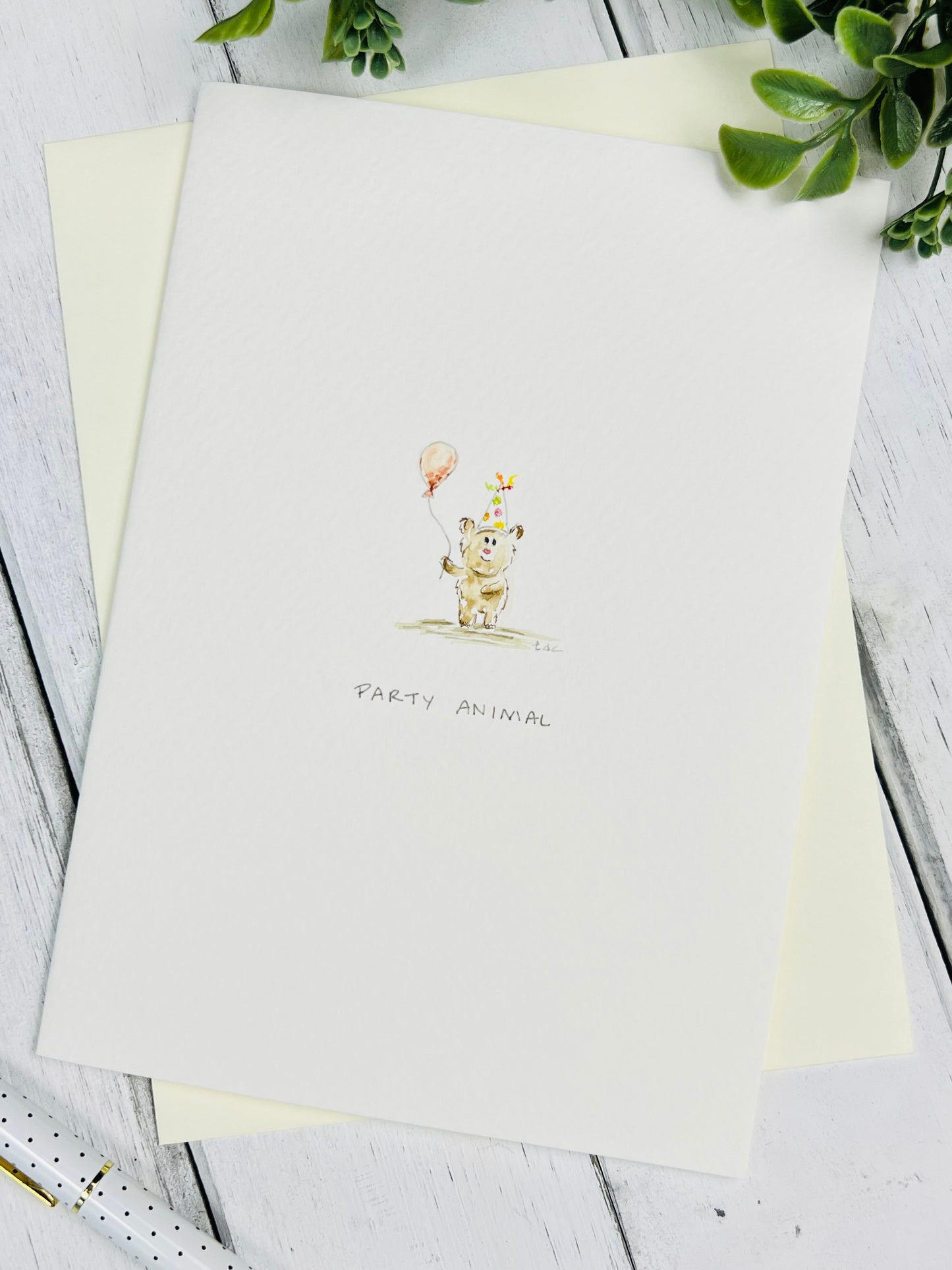 "Party Animal Bear" - Watercolor Greeting Card