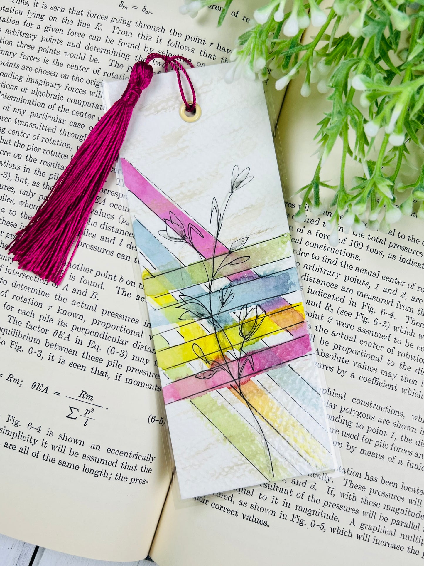 Bookmark "Modern Floral" - Hand Painted
