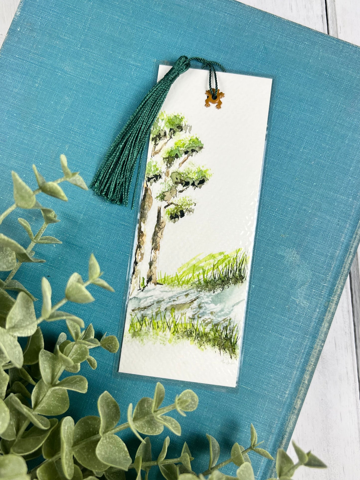 Bookmark "Hillside Trees" - Hand Painted