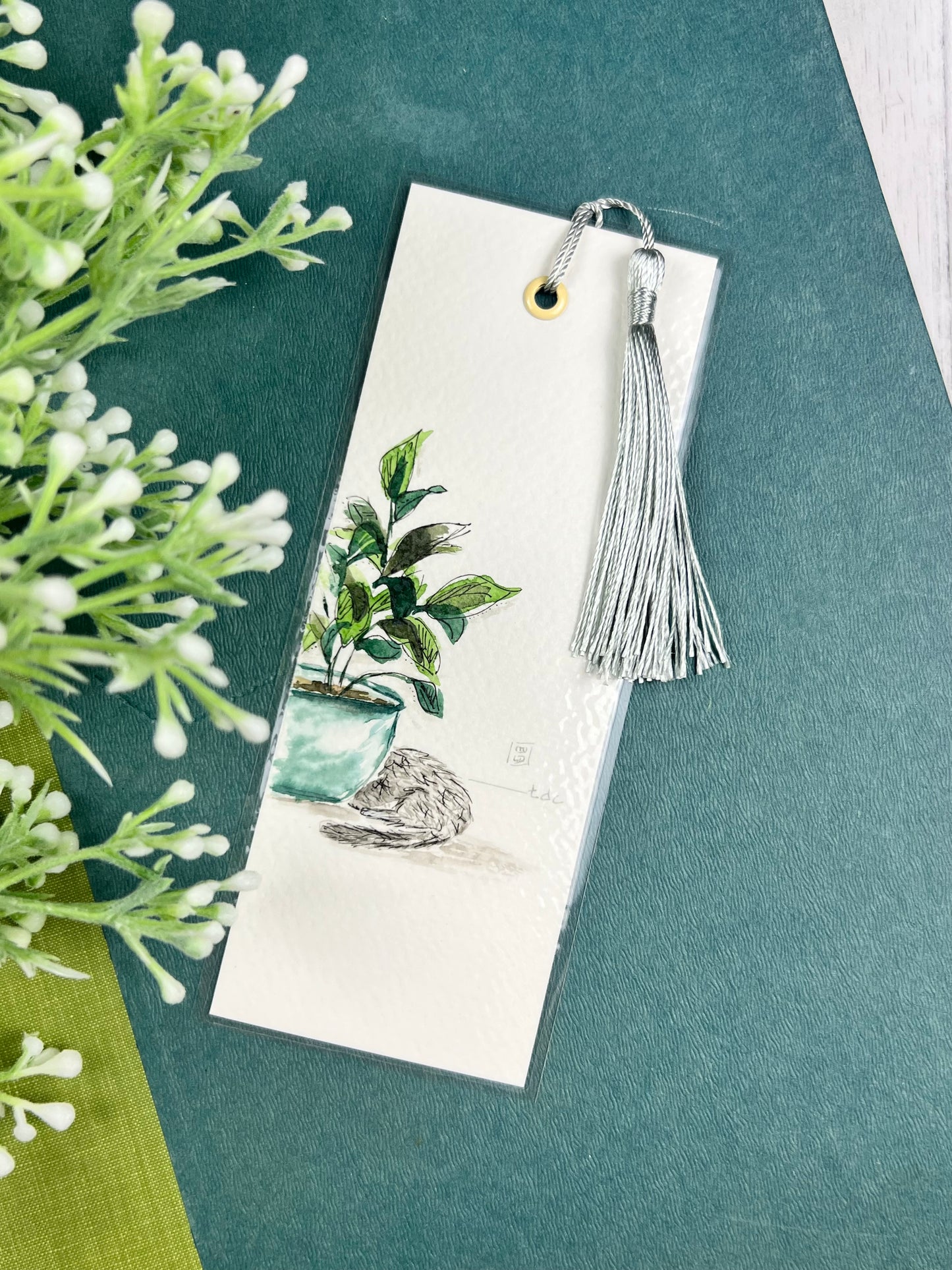 Bookmark "Hide & Seek Cat" - Hand Painted