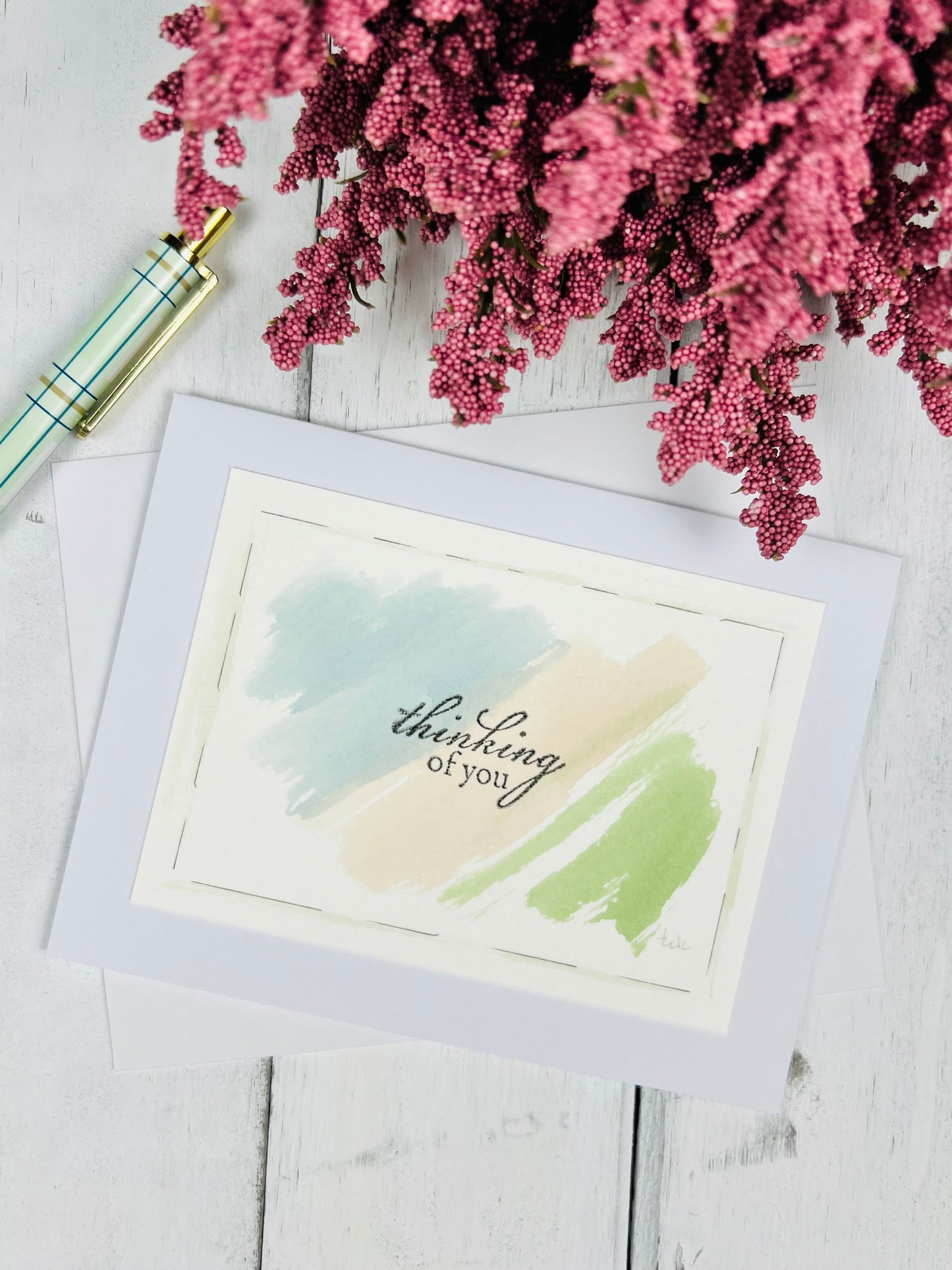 "Thinking of You" - Splashes of Watercolor Greeting Card
