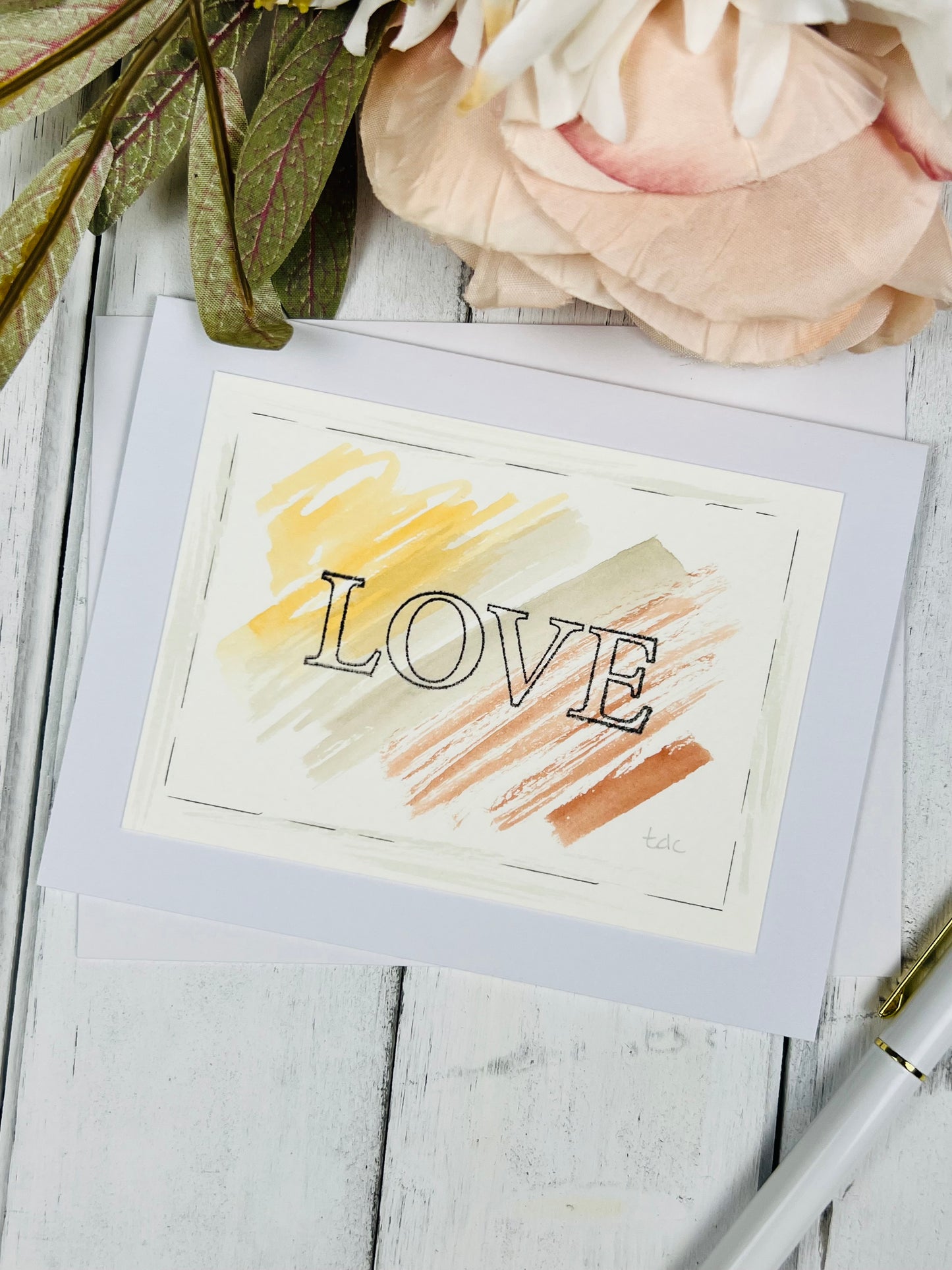 "Love" - Splashes of Watercolor Greeting Card