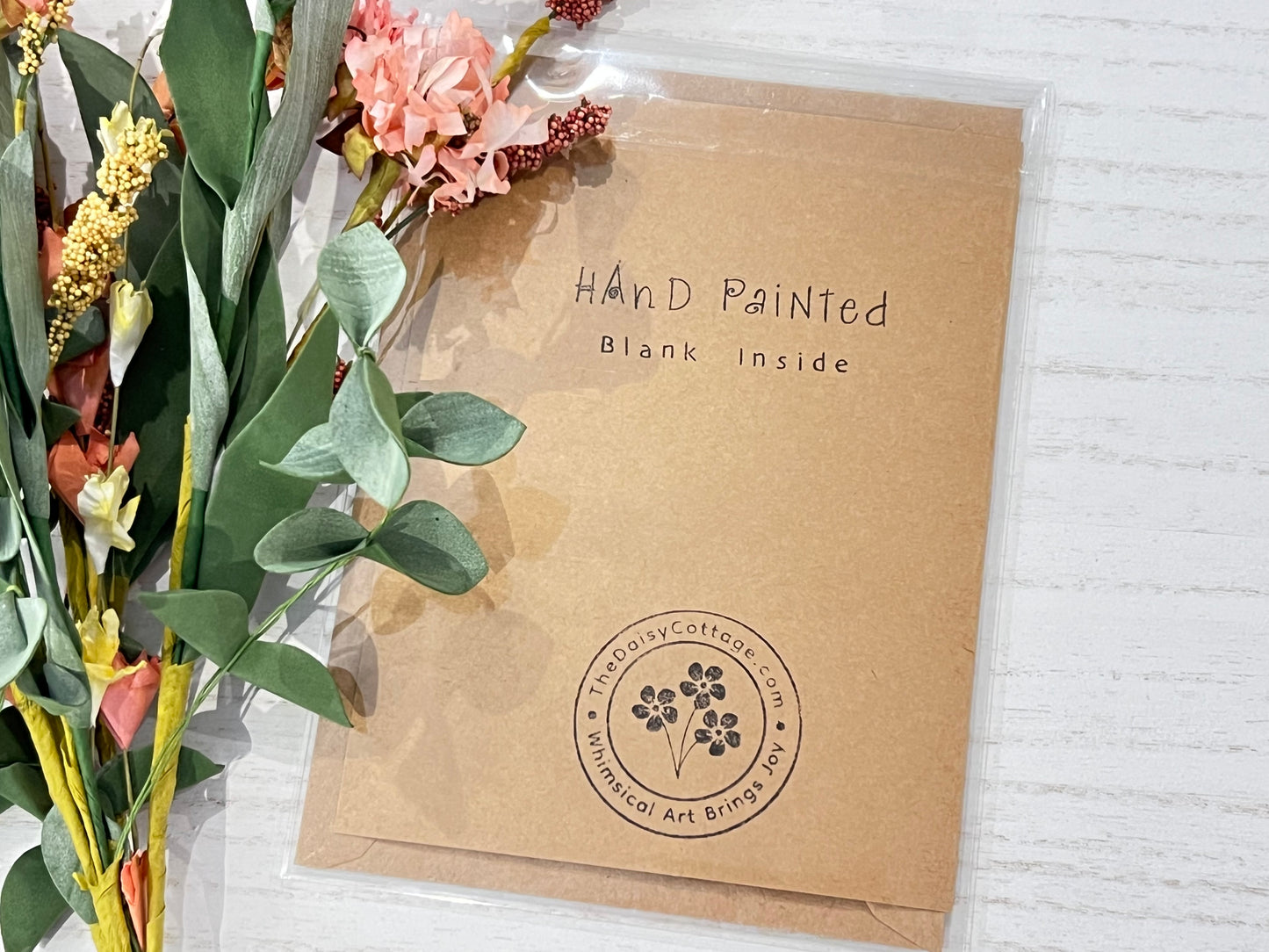 "Barrel of Flowers" - Original Watercolor Kraft Greeting Card