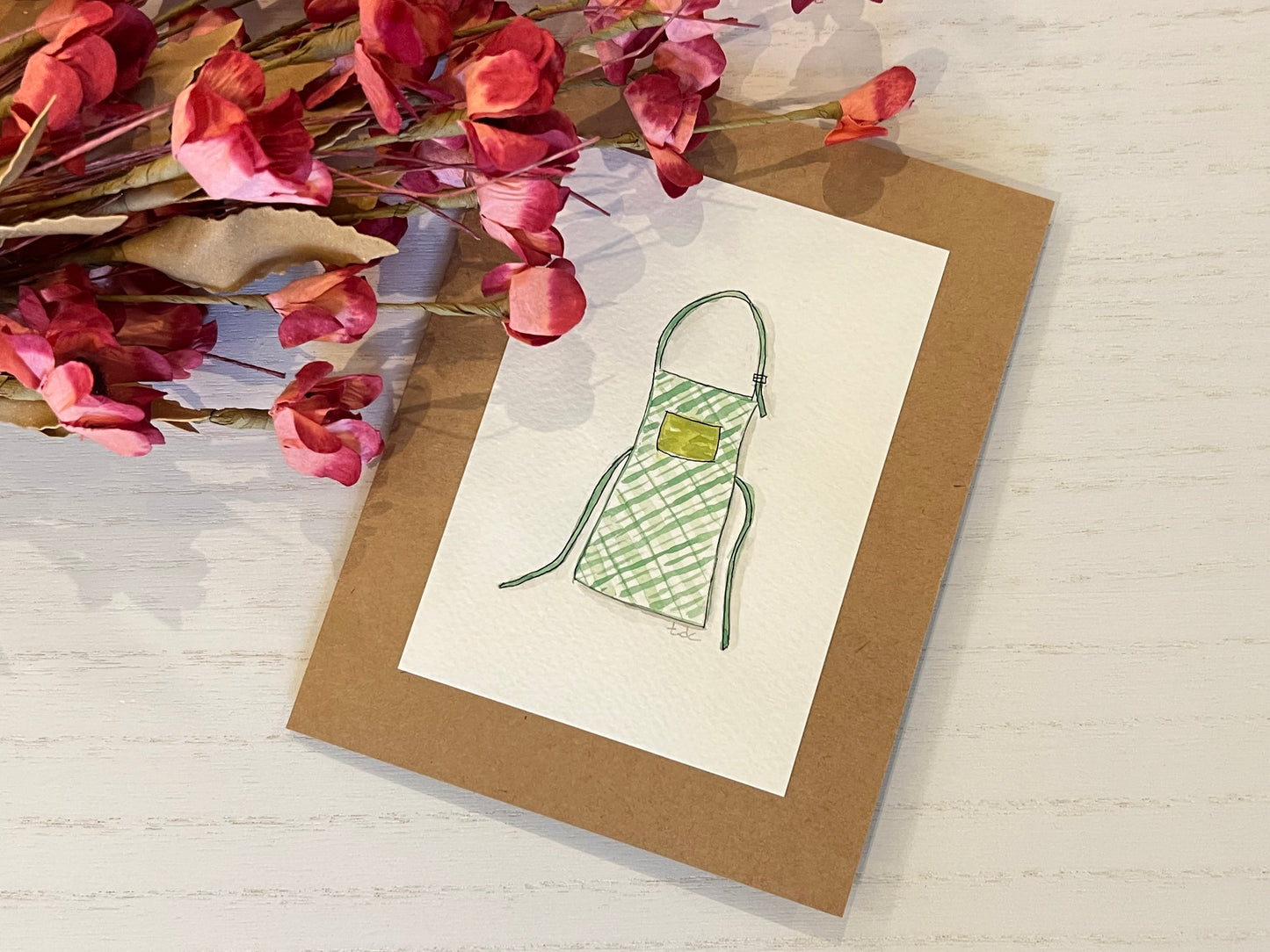"Apron" - Original Watercolor Kraft Greeting Card
