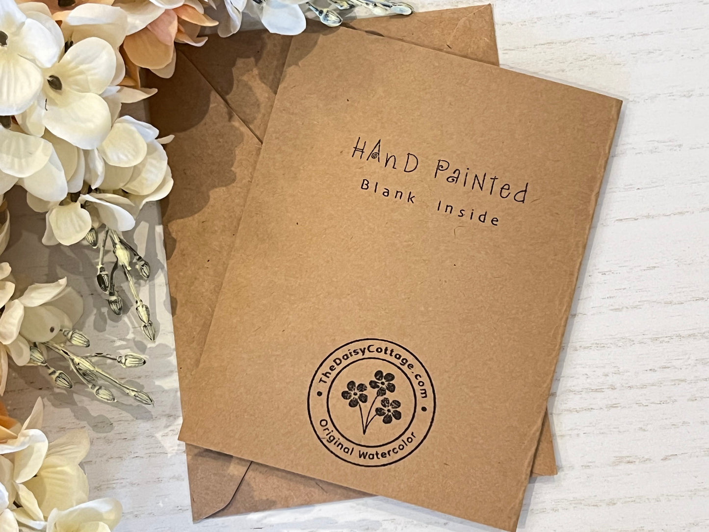 "Flowers" - Original Watercolor Kraft Greeting Card