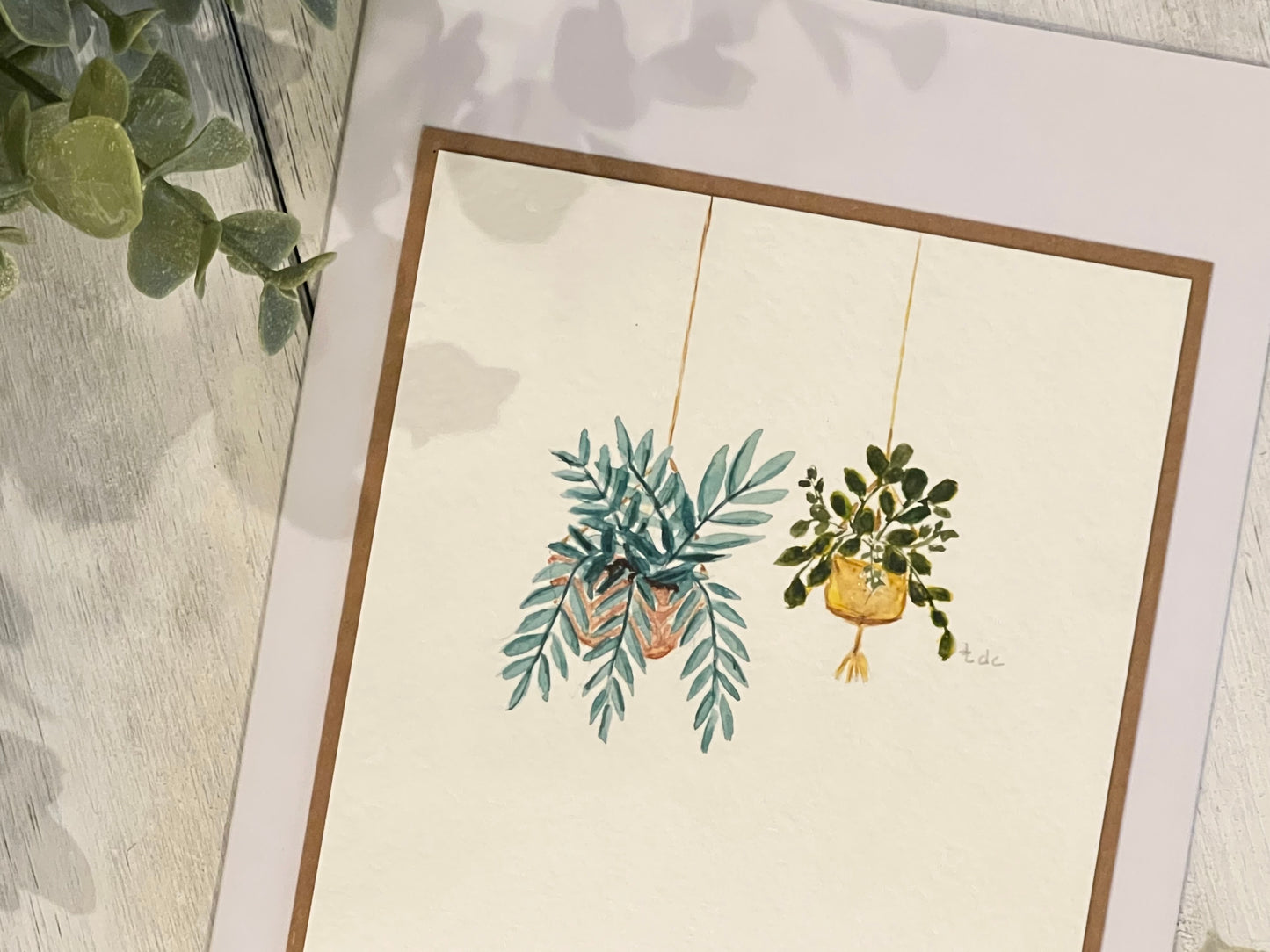 "Hanging Plants" - Hand Painted Watercolor Greeting Card