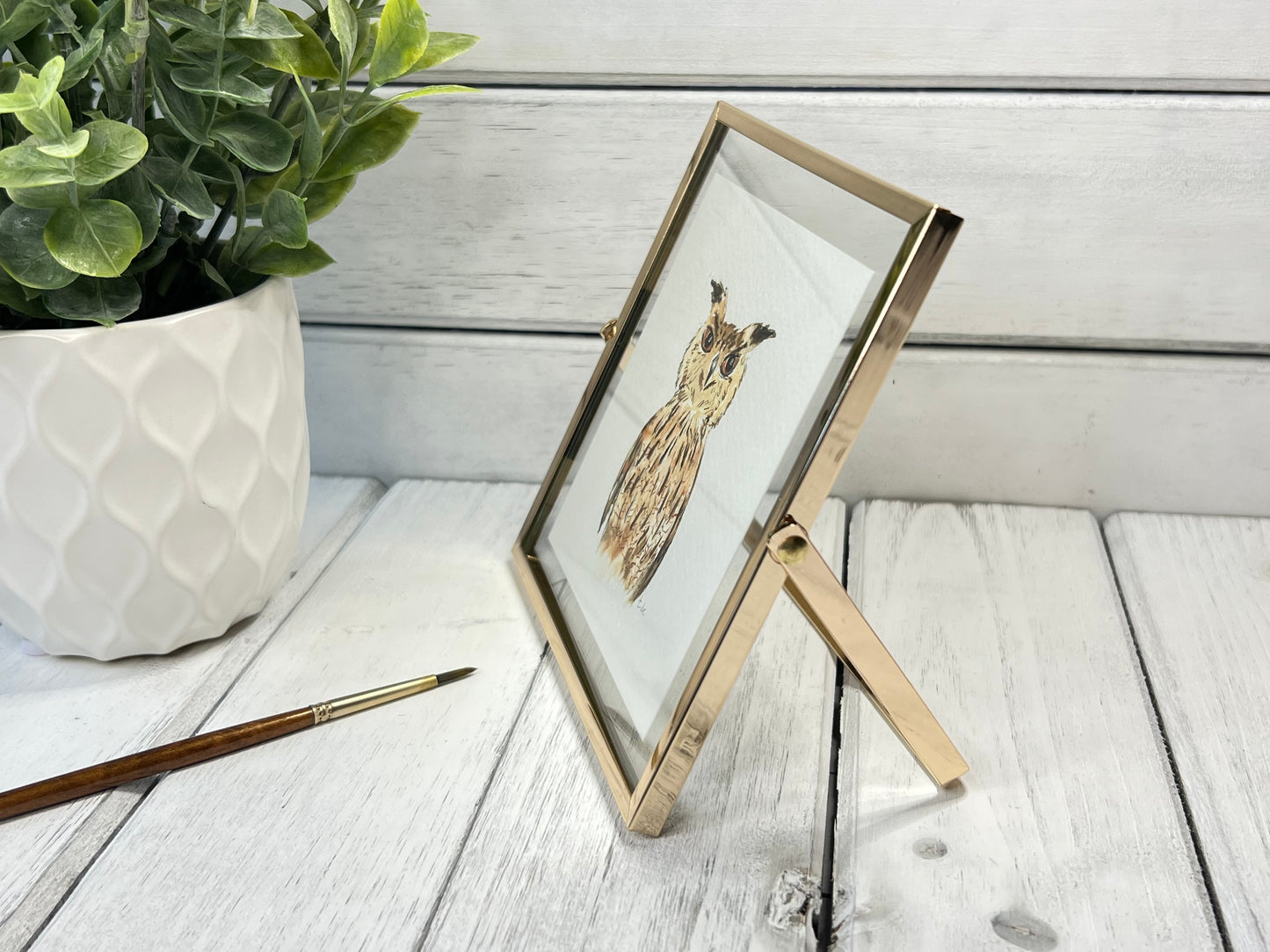 "Owl" - Original Watercolor Framed Art