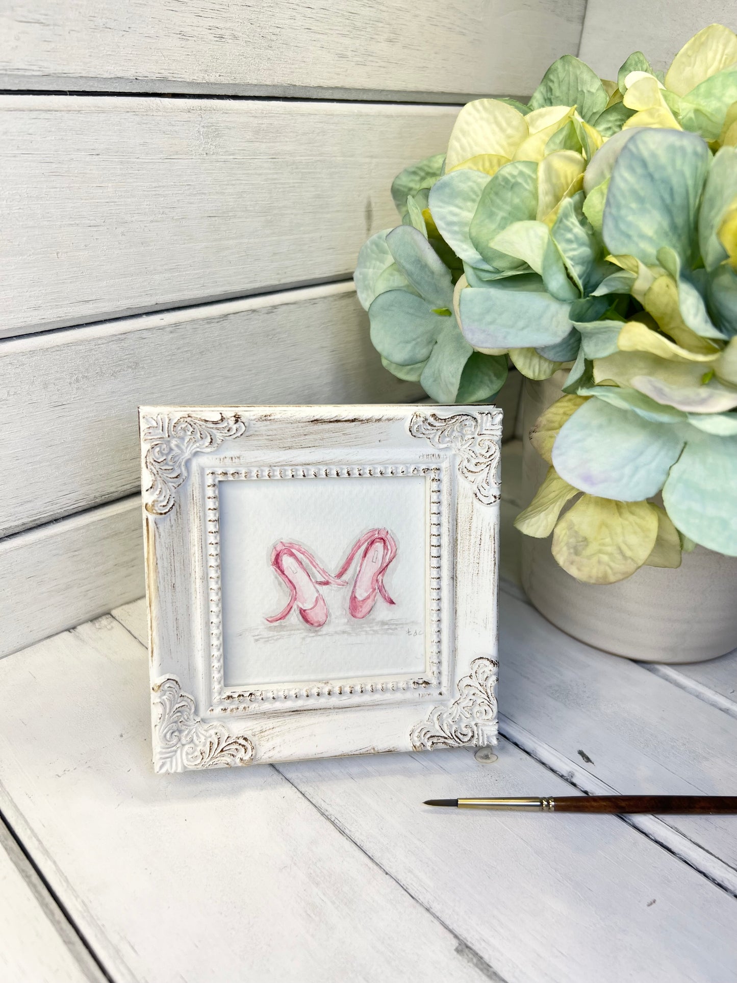 "Ballet Shoes" - Hand Painted Watercolor Framed Art