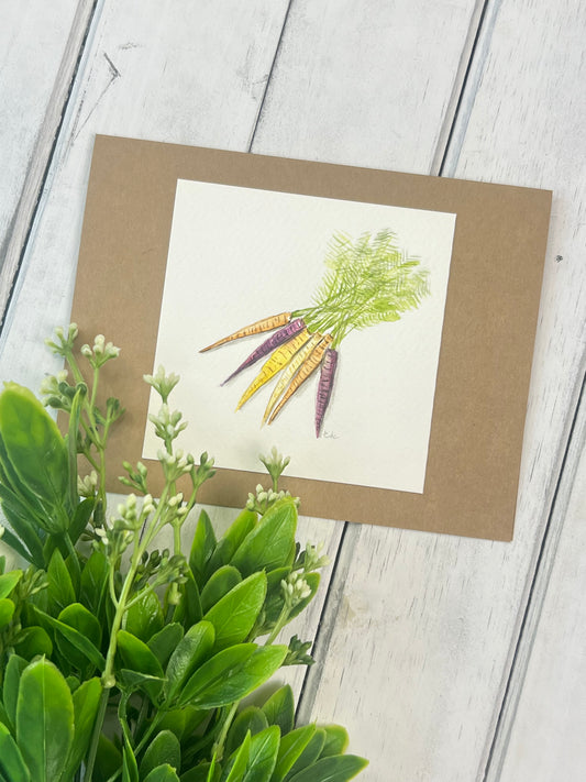"Carrots" - Original Watercolor Kraft Greeting Card