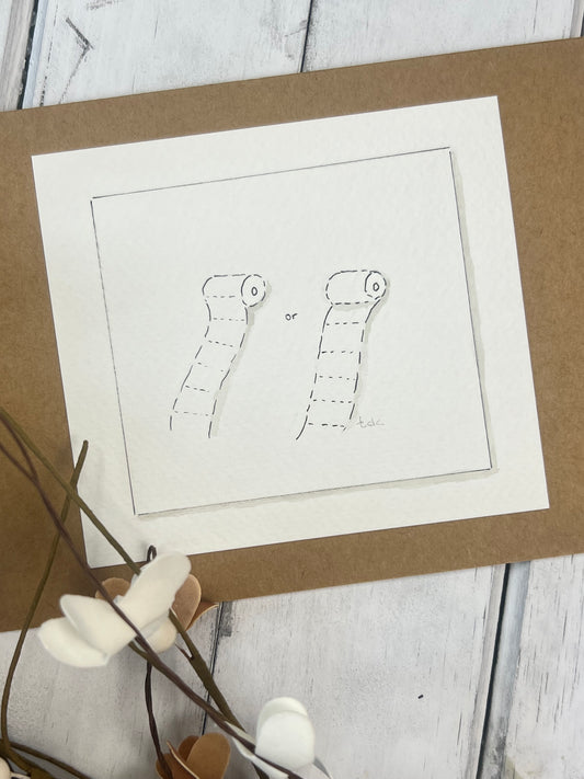 "Toilet Paper" - Hand Painted Watercolor Greeting Card