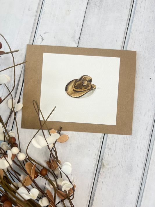 "Cowboy Hat" - Original Watercolor Kraft Greeting Card