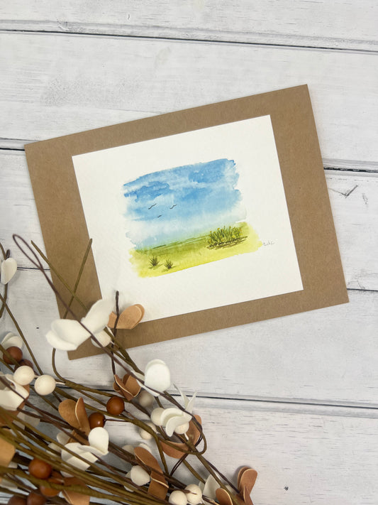 "Meadow" - Original Watercolor Kraft Greeting Card