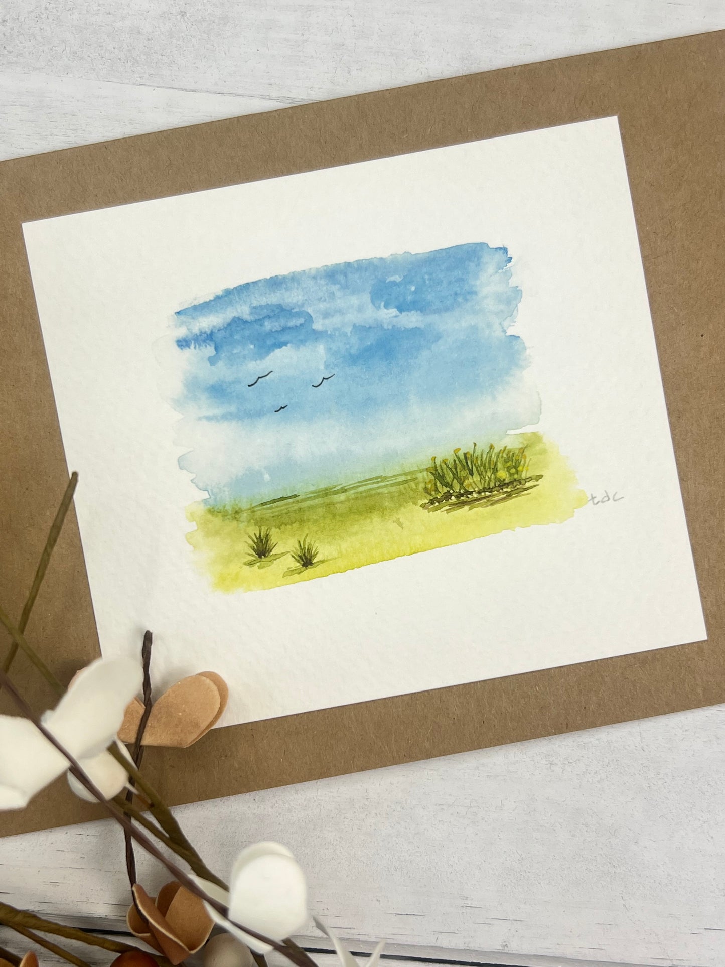 "Meadow" - Original Watercolor Kraft Greeting Card