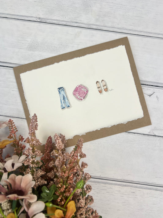 "Fashion" - Original Watercolor Kraft Greeting Card