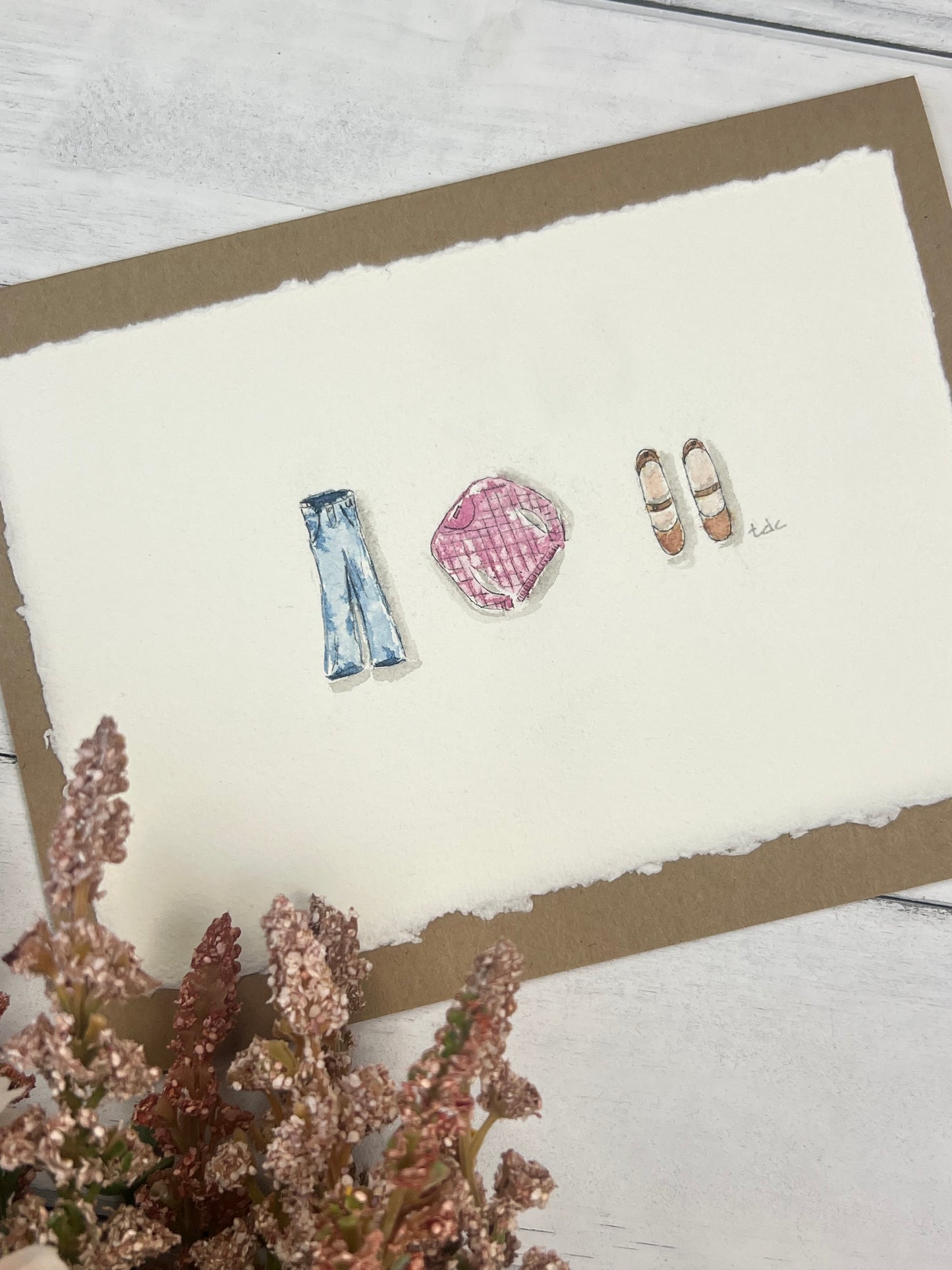 "Fashion" - Original Watercolor Kraft Greeting Card
